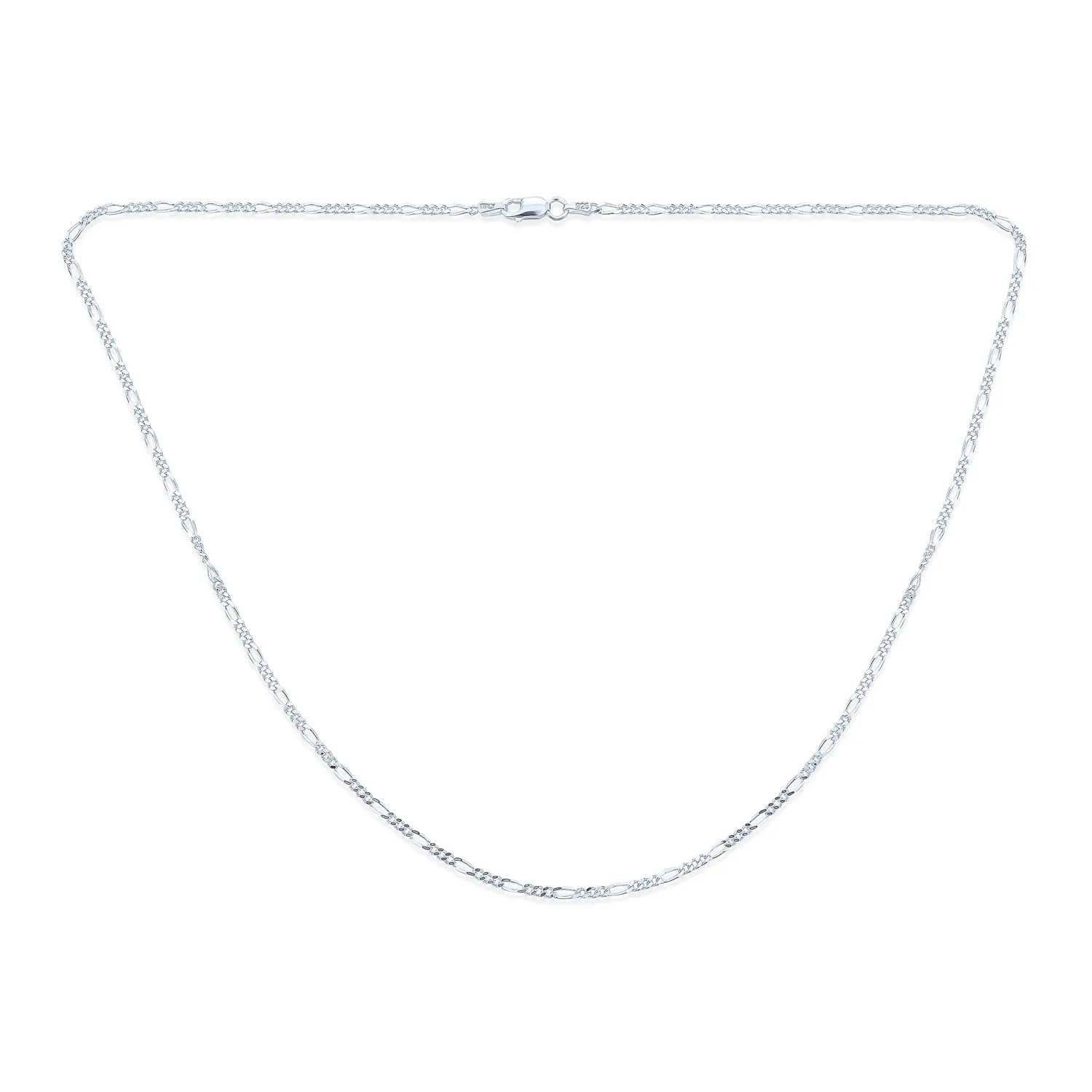 060 Gauge Sterling Silver Figaro Chain Necklace for Men Nickel-Free Made in Italy
