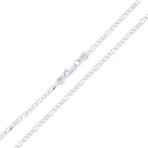 060 Gauge Sterling Silver Figaro Chain Necklace for Men Nickel-Free Made in Italy