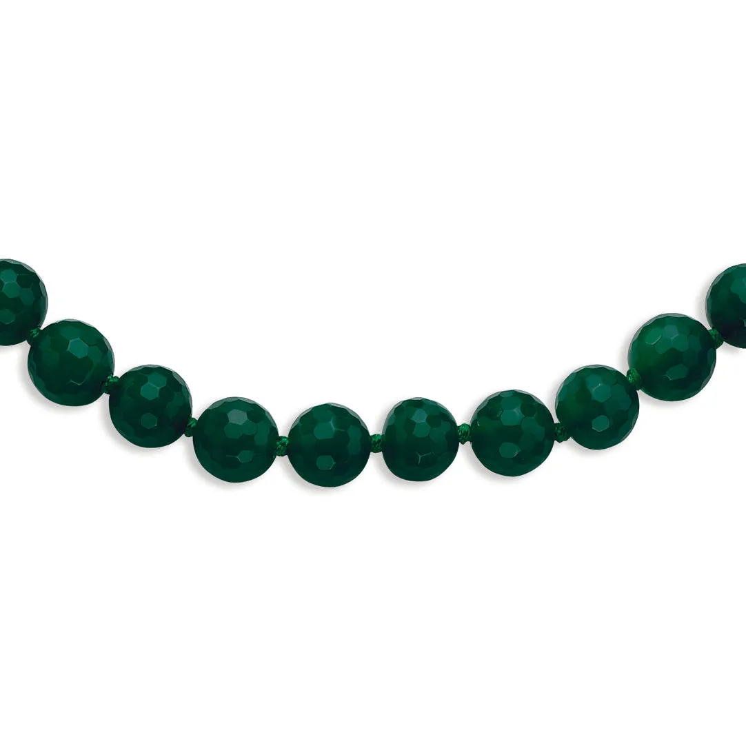 10-10.5mm Faceted Emerald Green Agate Necklace