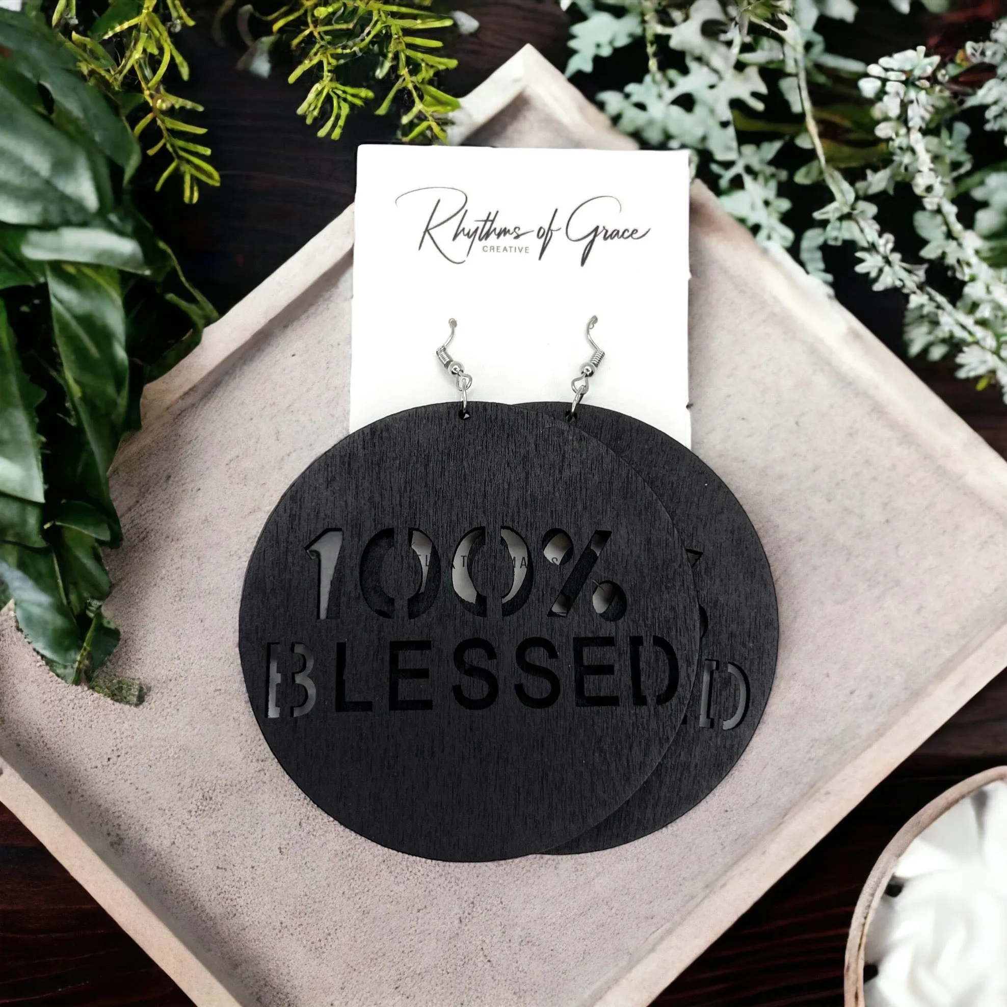 100% Blessed Earrings - Faith Earrings, Faith Accessories, Christian Earrings, Bohemian Earrings, Cross Jewelry, Cross Accessories