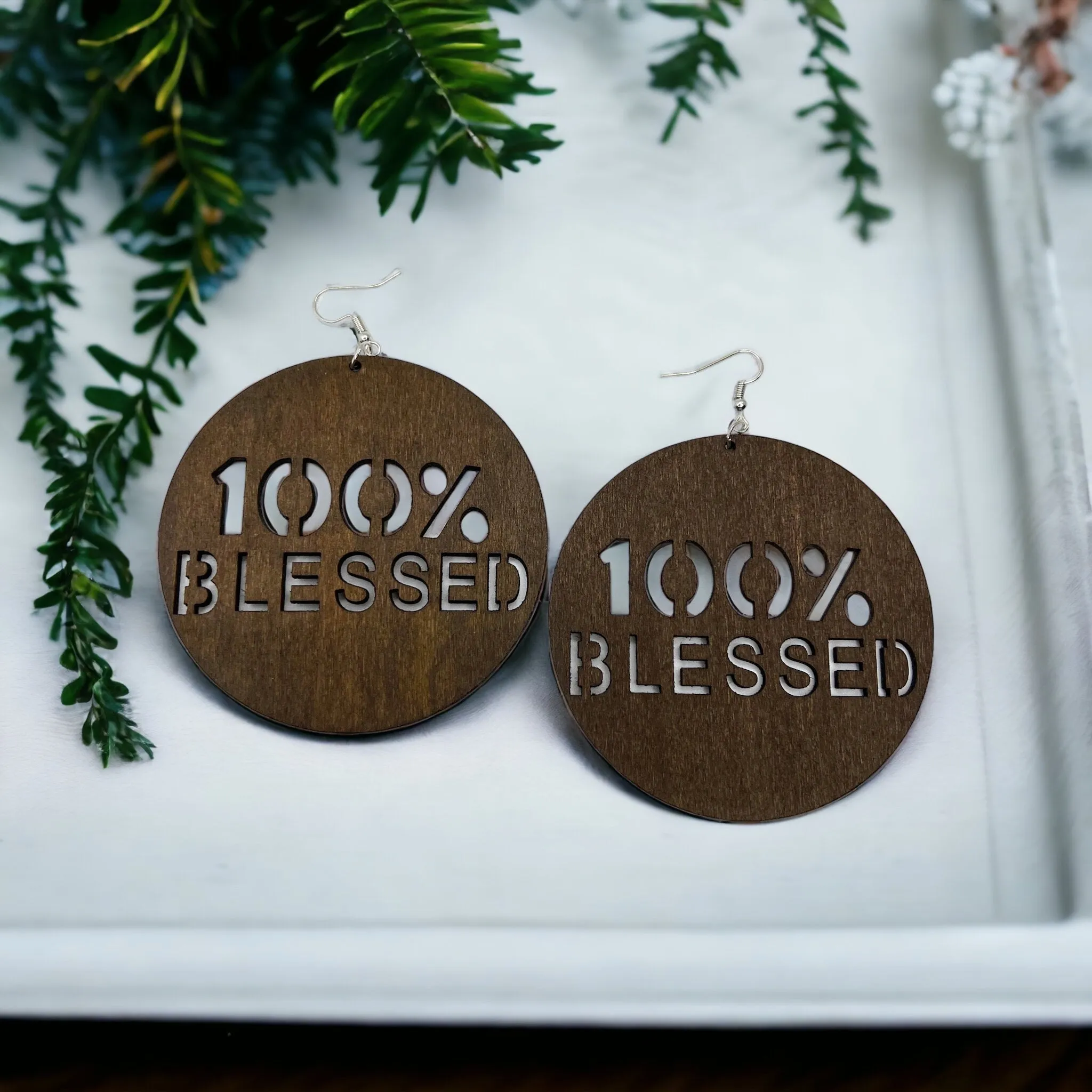 100% Blessed Earrings - Faith Earrings, Faith Accessories, Christian Earrings, Bohemian Earrings, Cross Jewelry, Cross Accessories