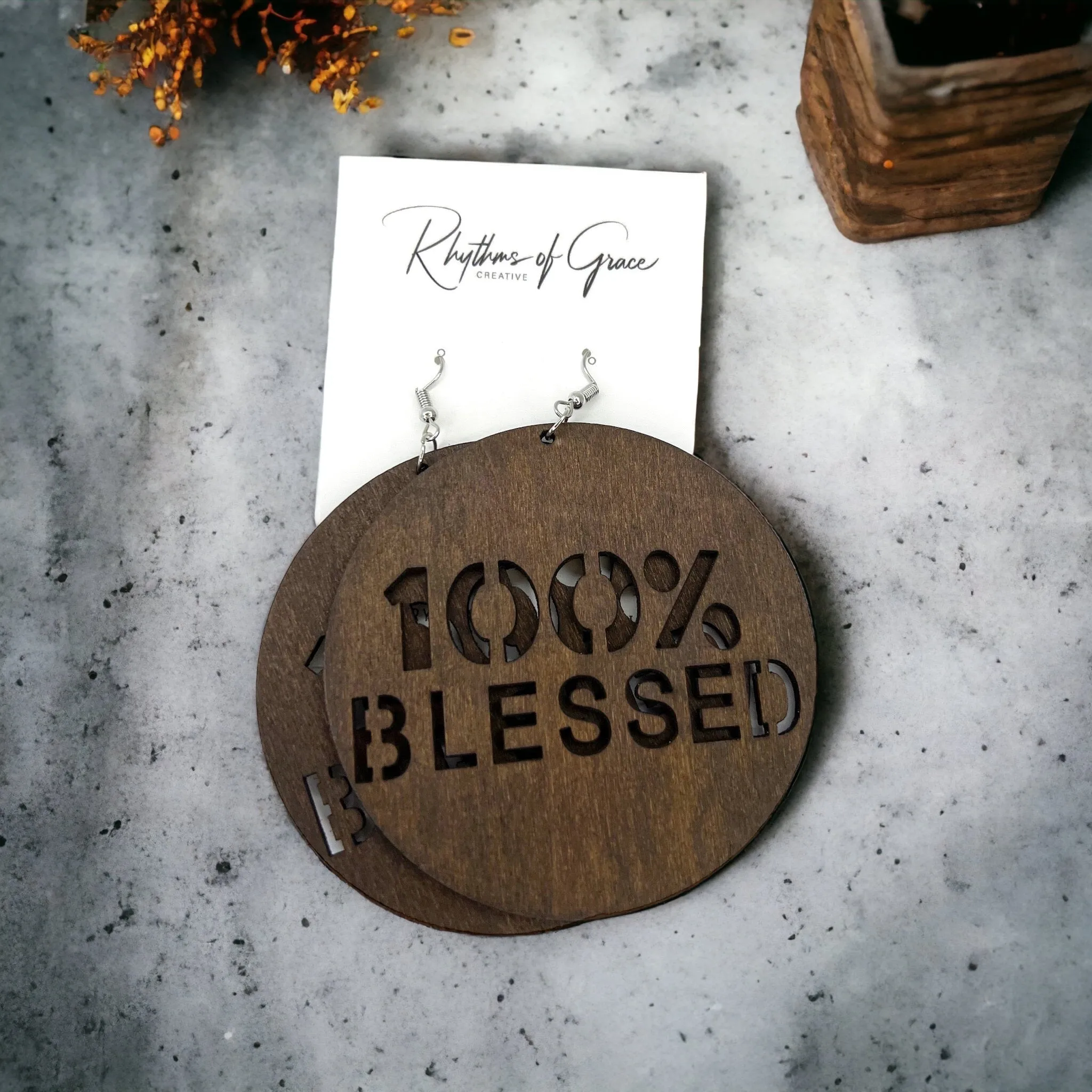 100% Blessed Earrings - Faith Earrings, Faith Accessories, Christian Earrings, Bohemian Earrings, Cross Jewelry, Cross Accessories