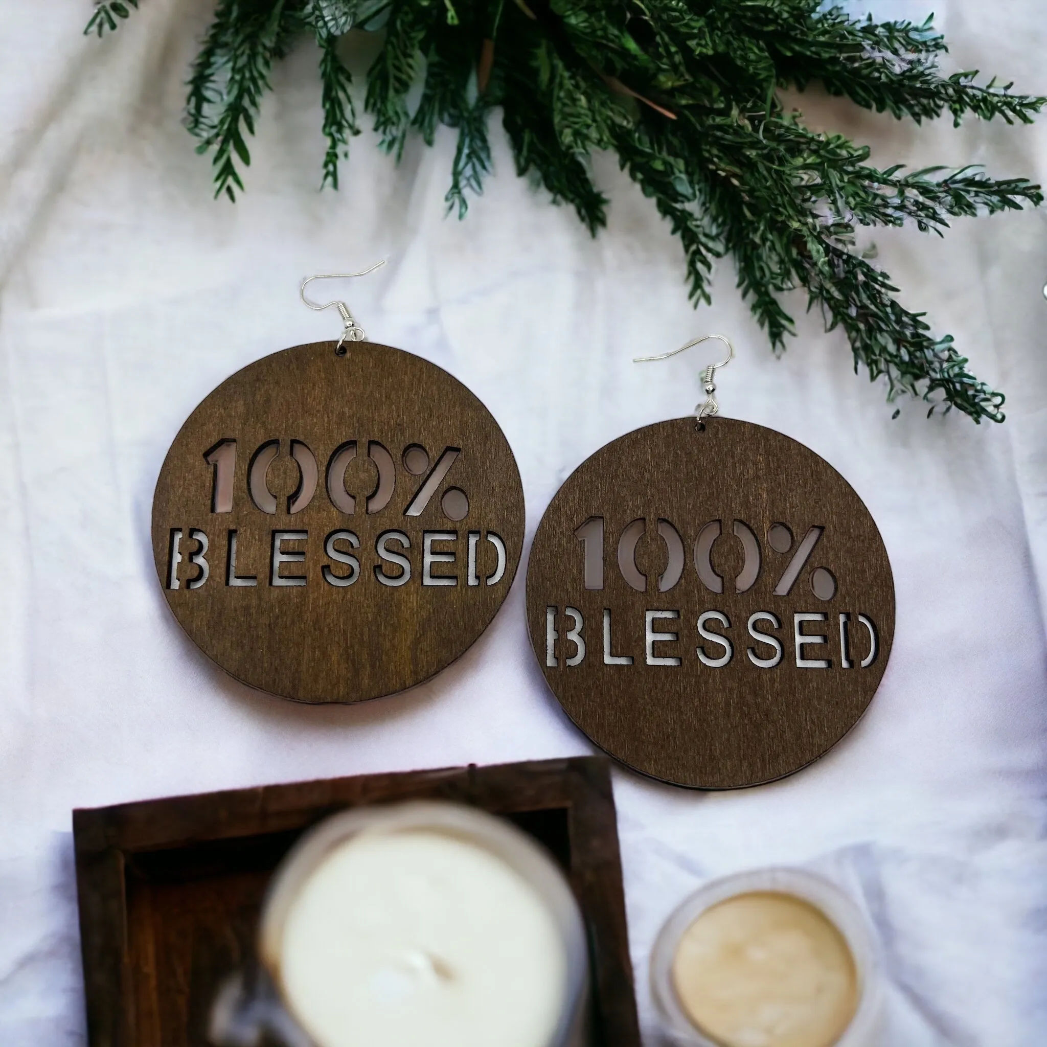 100% Blessed Earrings - Faith Earrings, Faith Accessories, Christian Earrings, Bohemian Earrings, Cross Jewelry, Cross Accessories