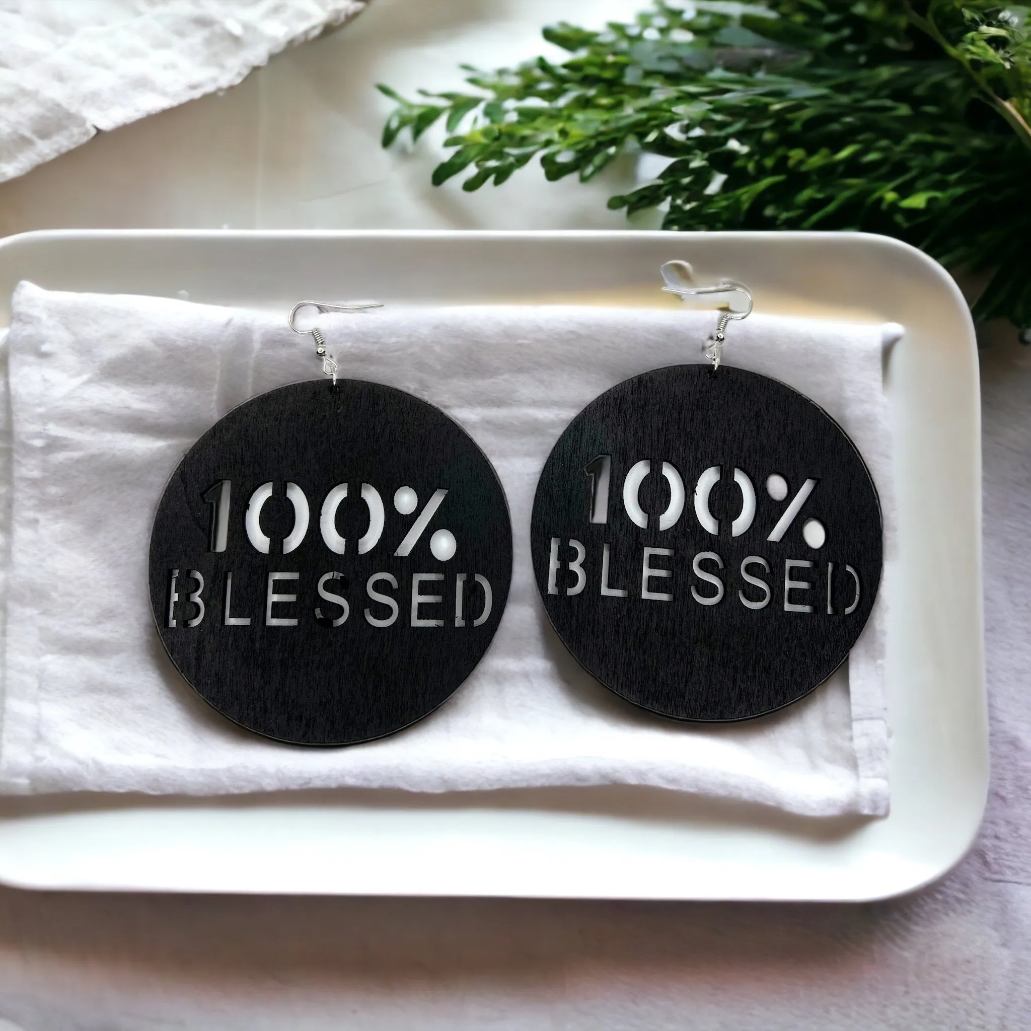 100% Blessed Earrings - Faith Earrings, Faith Accessories, Christian Earrings, Bohemian Earrings, Cross Jewelry, Cross Accessories