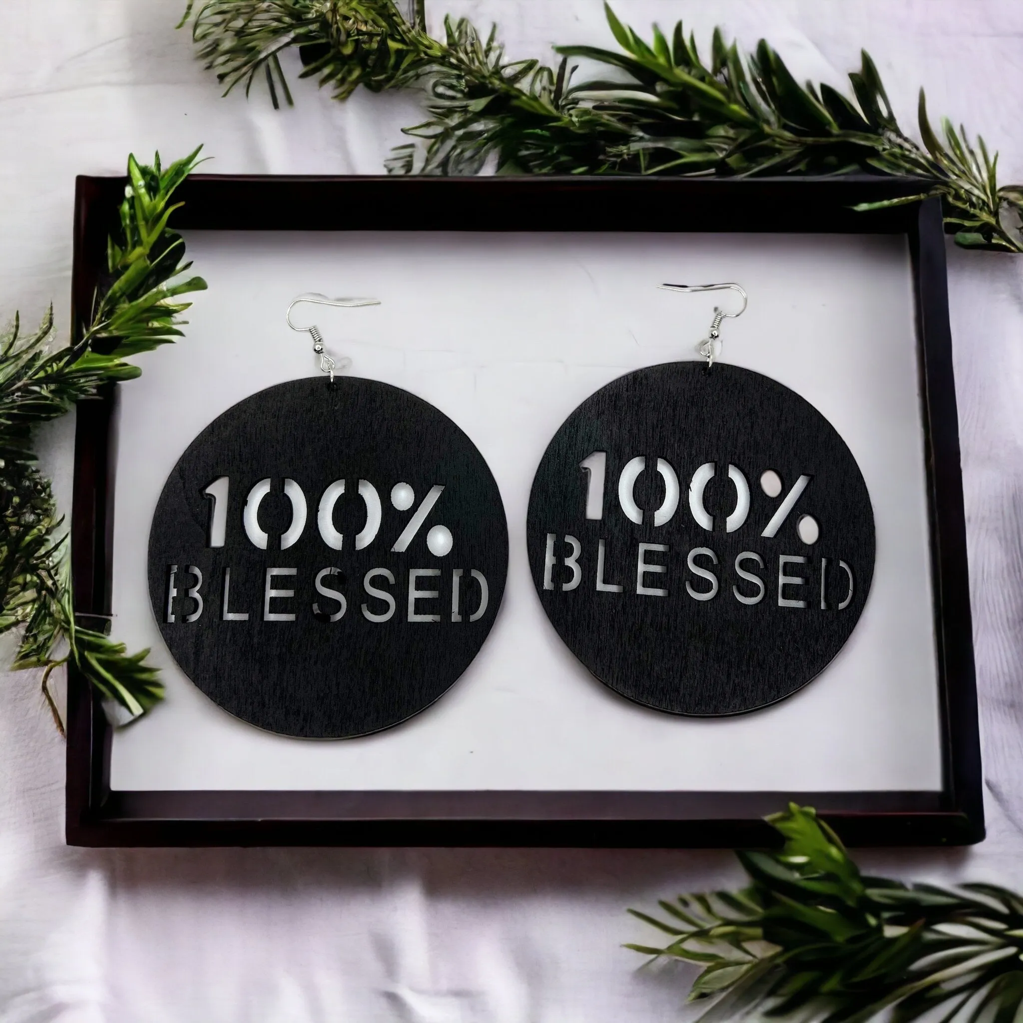 100% Blessed Earrings - Faith Earrings, Faith Accessories, Christian Earrings, Bohemian Earrings, Cross Jewelry, Cross Accessories