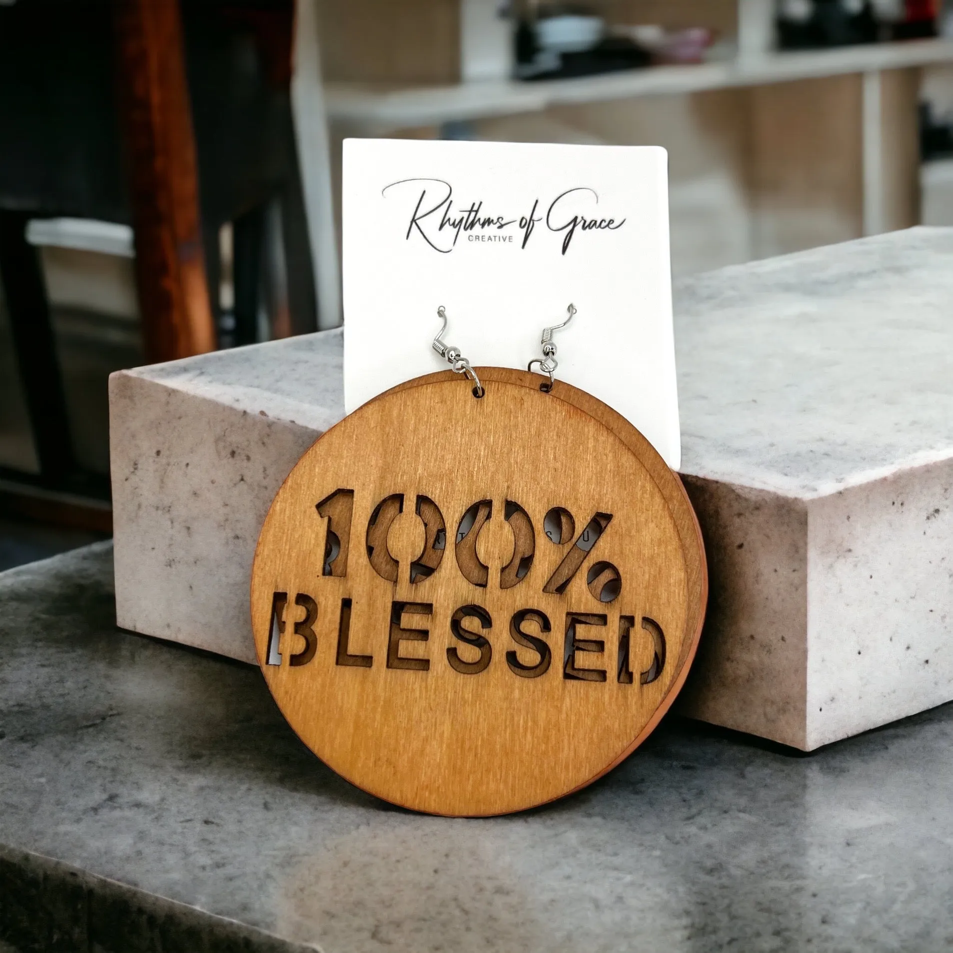 100% Blessed Earrings - Faith Earrings, Faith Accessories, Christian Earrings, Bohemian Earrings, Cross Jewelry, Cross Accessories