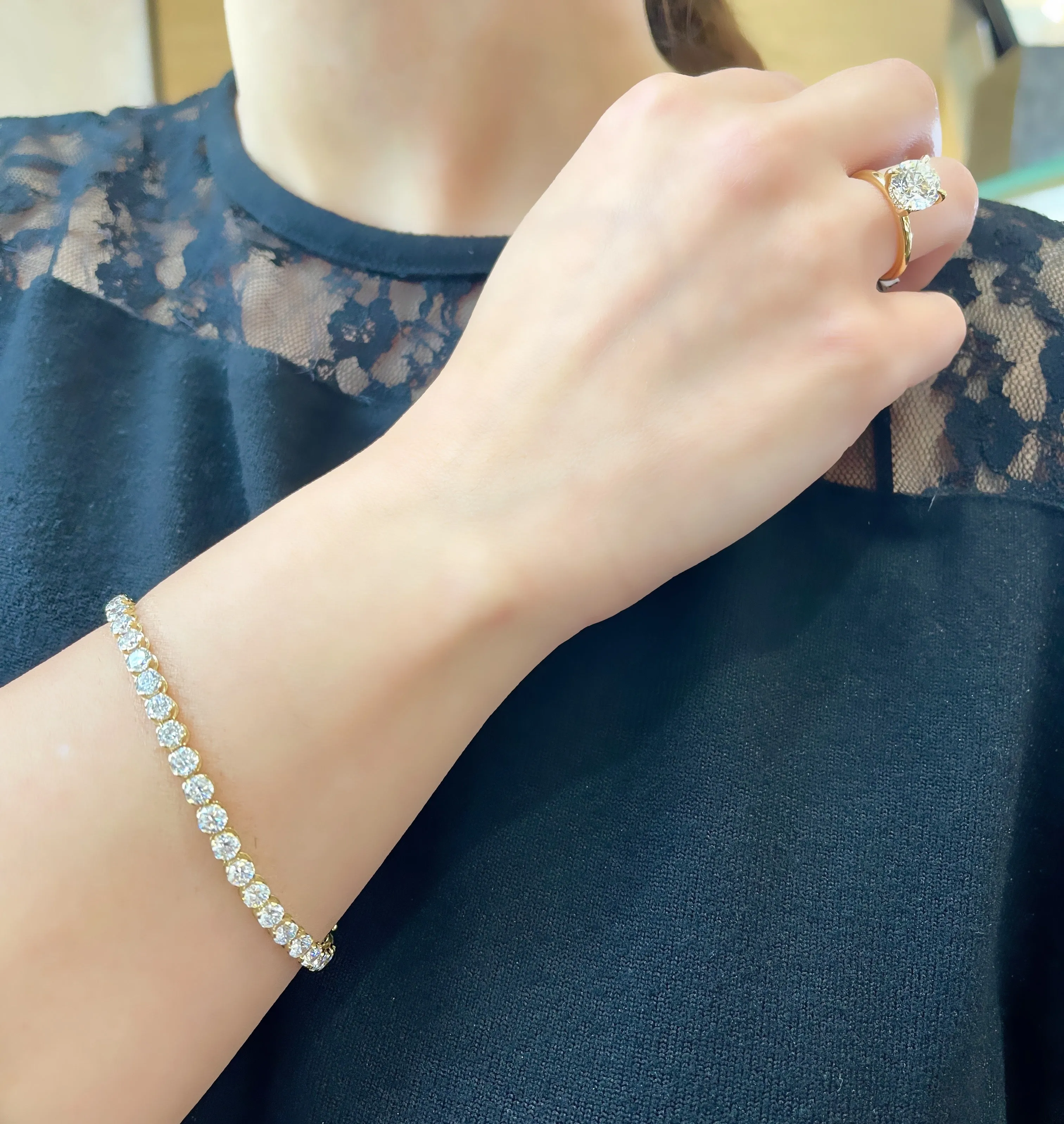 10ctw Modern & Stylish Lab-Created Diamond tennis bracelet 14k yellow gold