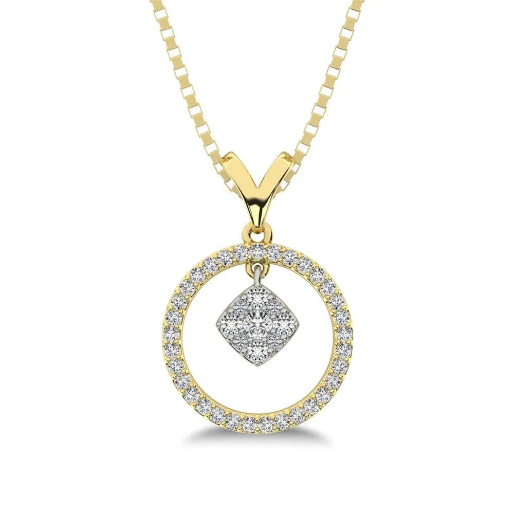 10K Yellow Gold 1/4 Ct.Tw. Diamond Circle Dangler Pendant