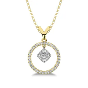 10K Yellow Gold 1/4 Ct.Tw. Diamond Circle Dangler Pendant