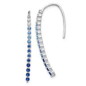 10KT GOLD 1.21 CTW SAPPHIRE & .11 CTW DIAMOND FISH HOOK EARRINGS