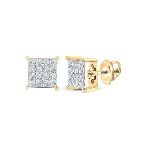 10kt Yellow Gold Sparkling Diamond Square Earrings - Timeless Elegance and Brilliant Shine