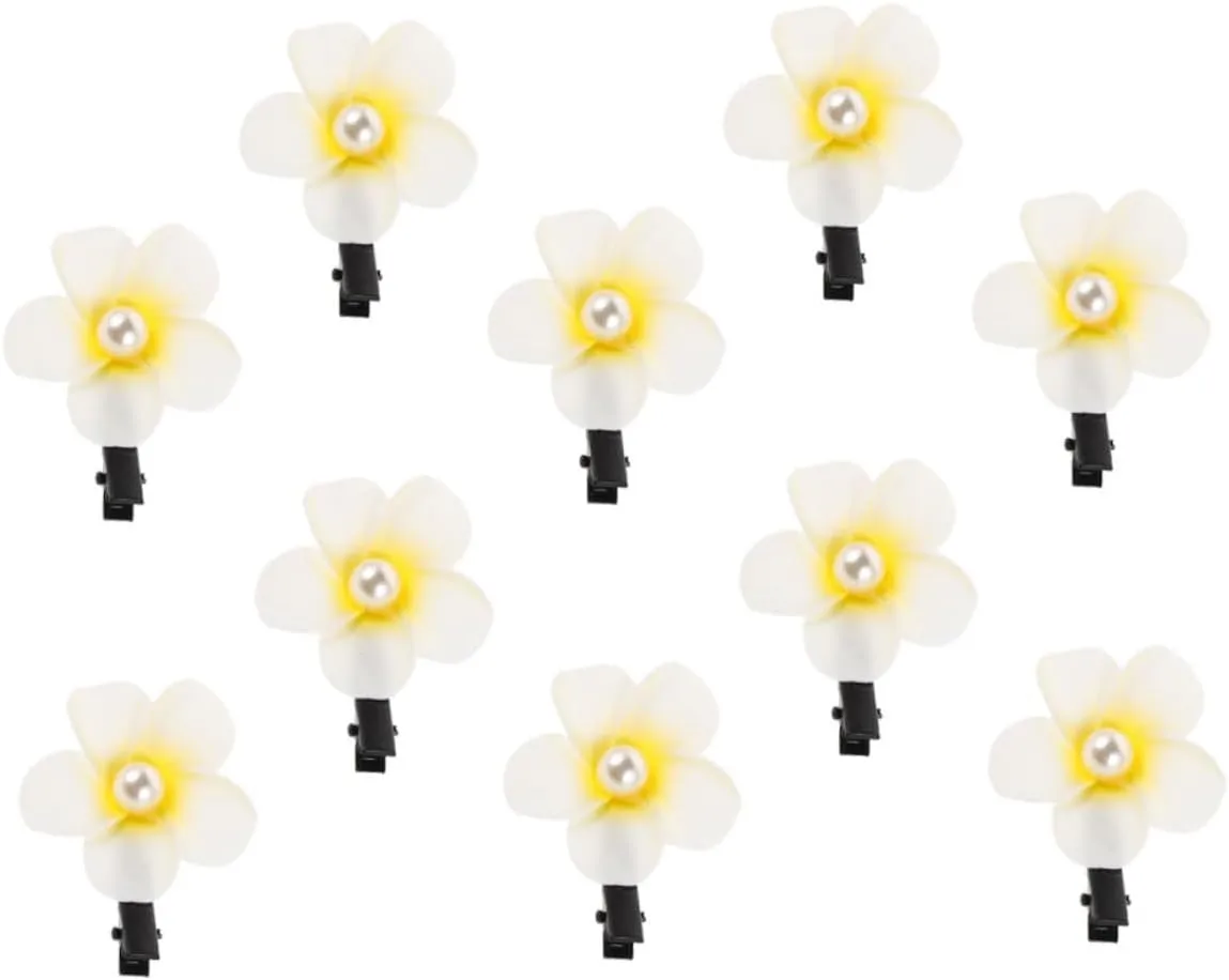 10pcs Flower Hair Clips Hawaiian Plumeria Barrettes for Women Comfortable Secure Beach Hair Accessories for and Vacation Outfits
