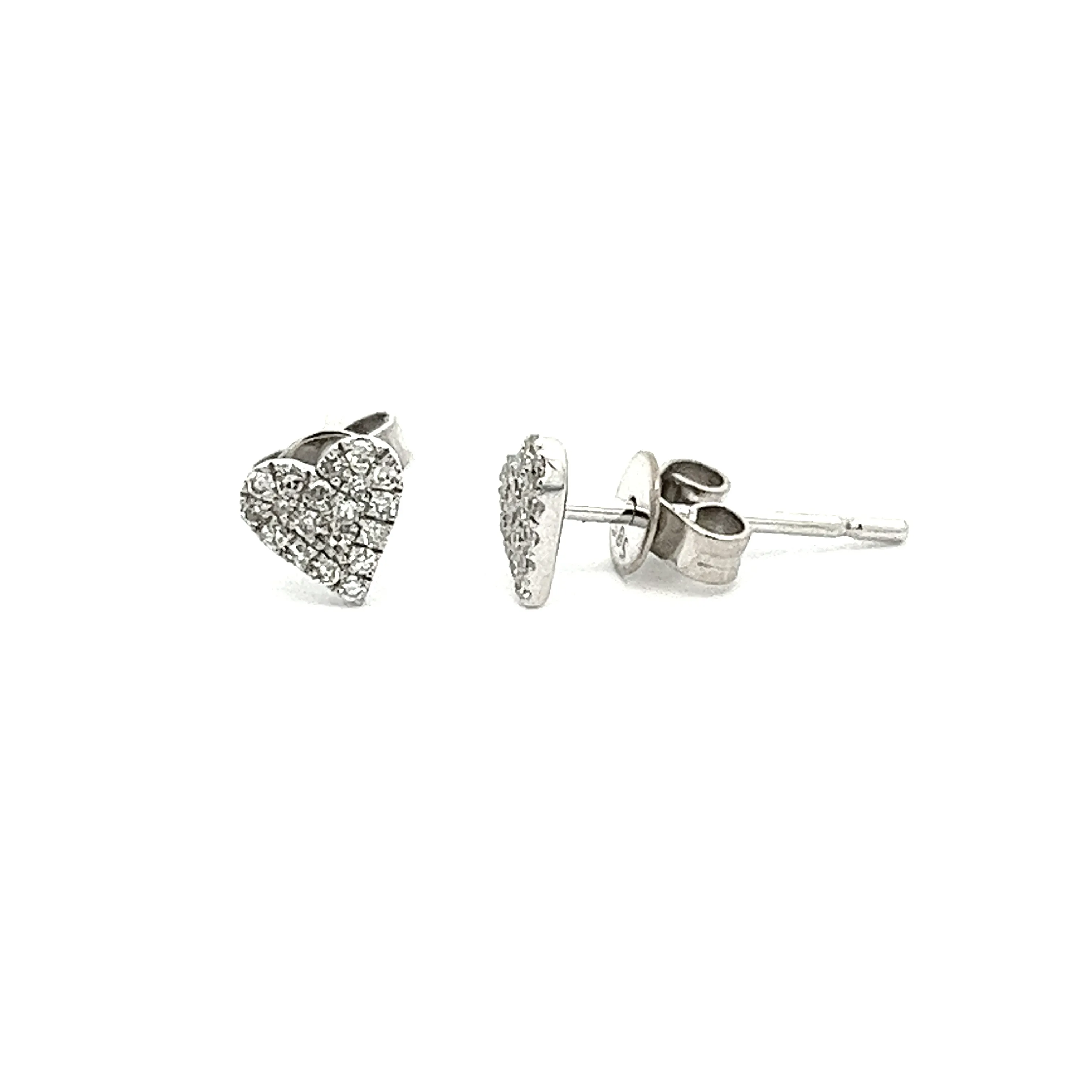 .11ct 14k White Gold Diamond Heart Earrings