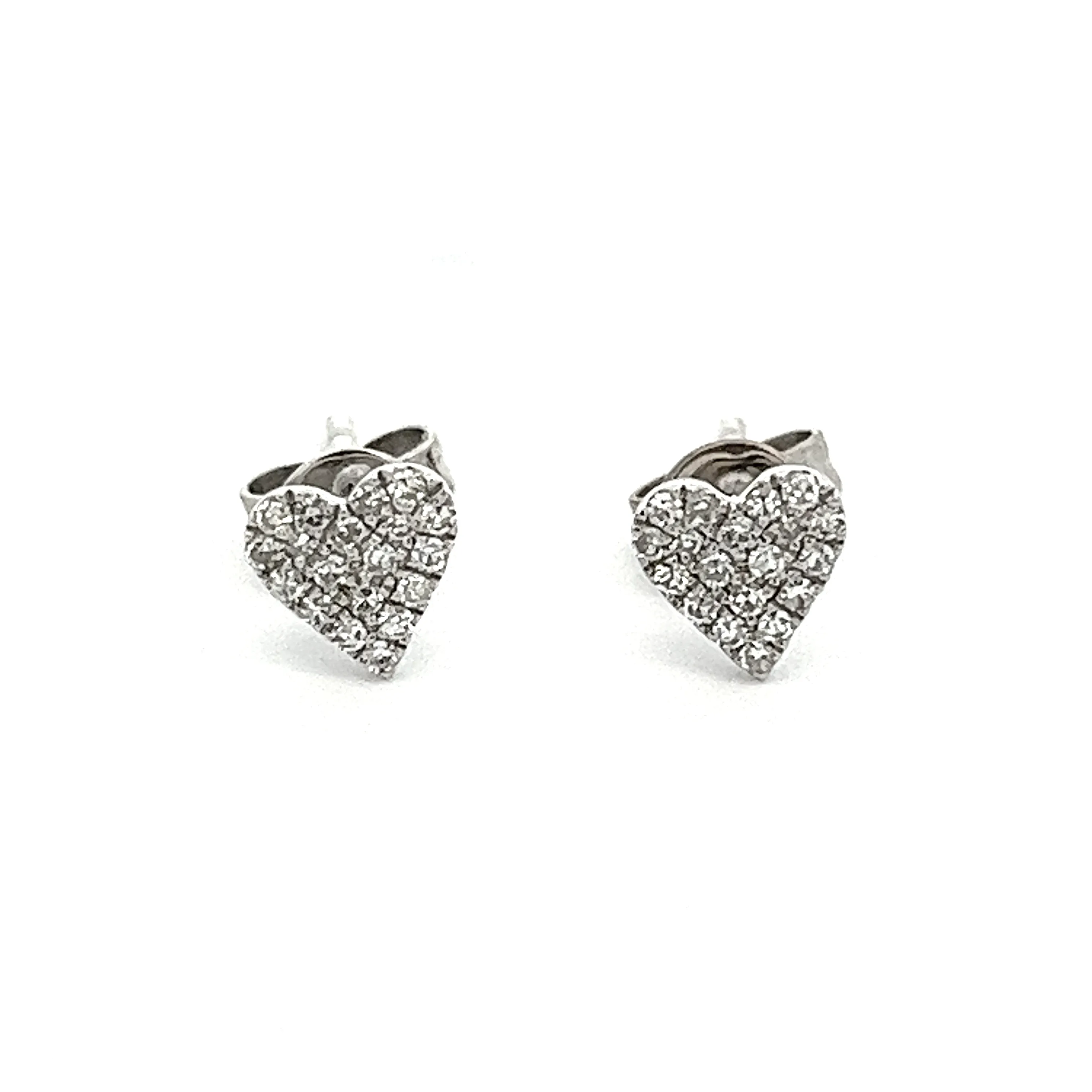 .11ct 14k White Gold Diamond Heart Earrings