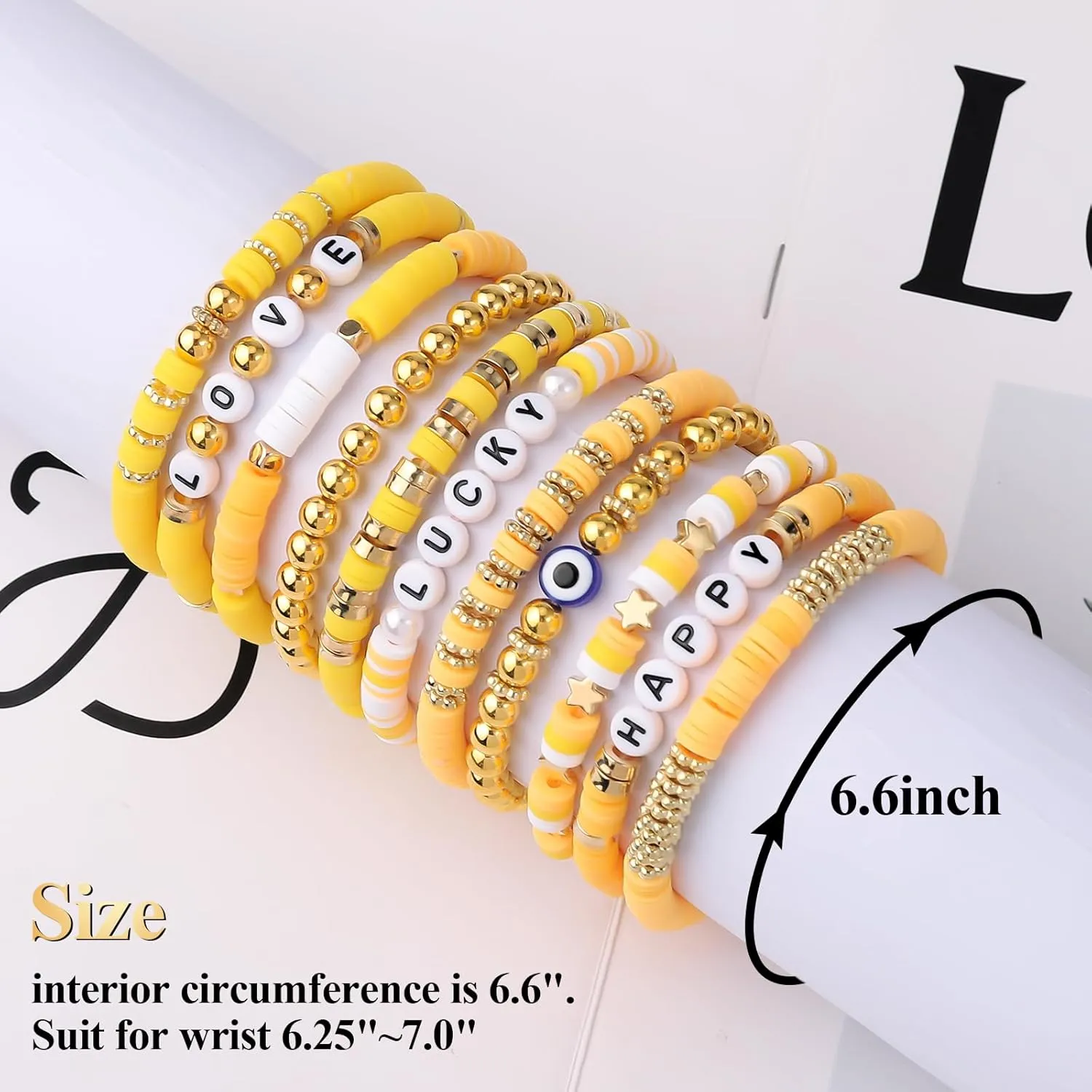 11pcs Beaded Bracelets Set Surfer Heishi Clay Bead Friendship Bracelets for Women Bohemian Stackable Evil Eye Vinyl Disc Beaded Stretch Bracelets Elastic Layering Preppy Y2K Bracelets Jewelry for Teen Girls