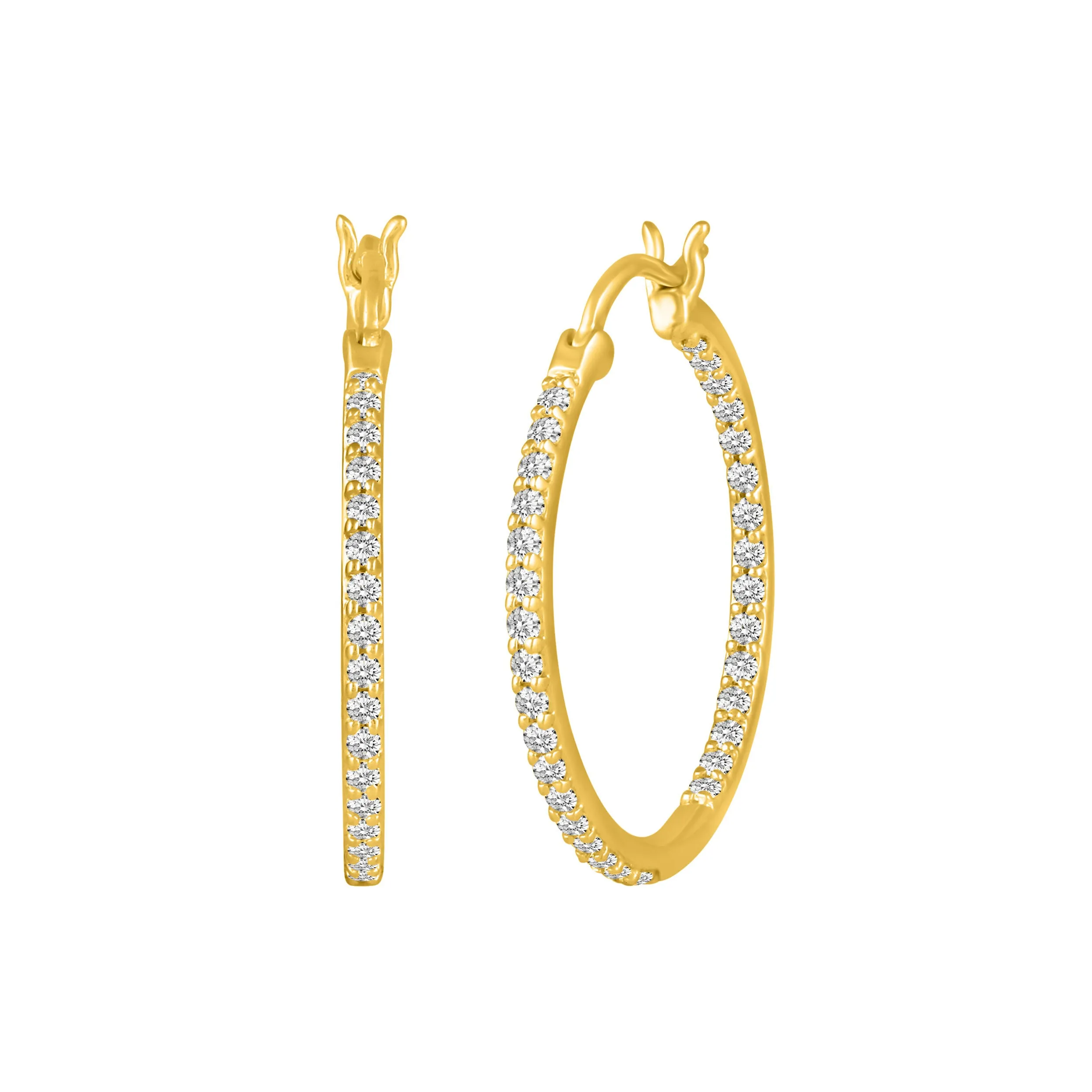 1/2 - 1 1/2ct tw Diamond Hoop Earrings in Sterling Silver
