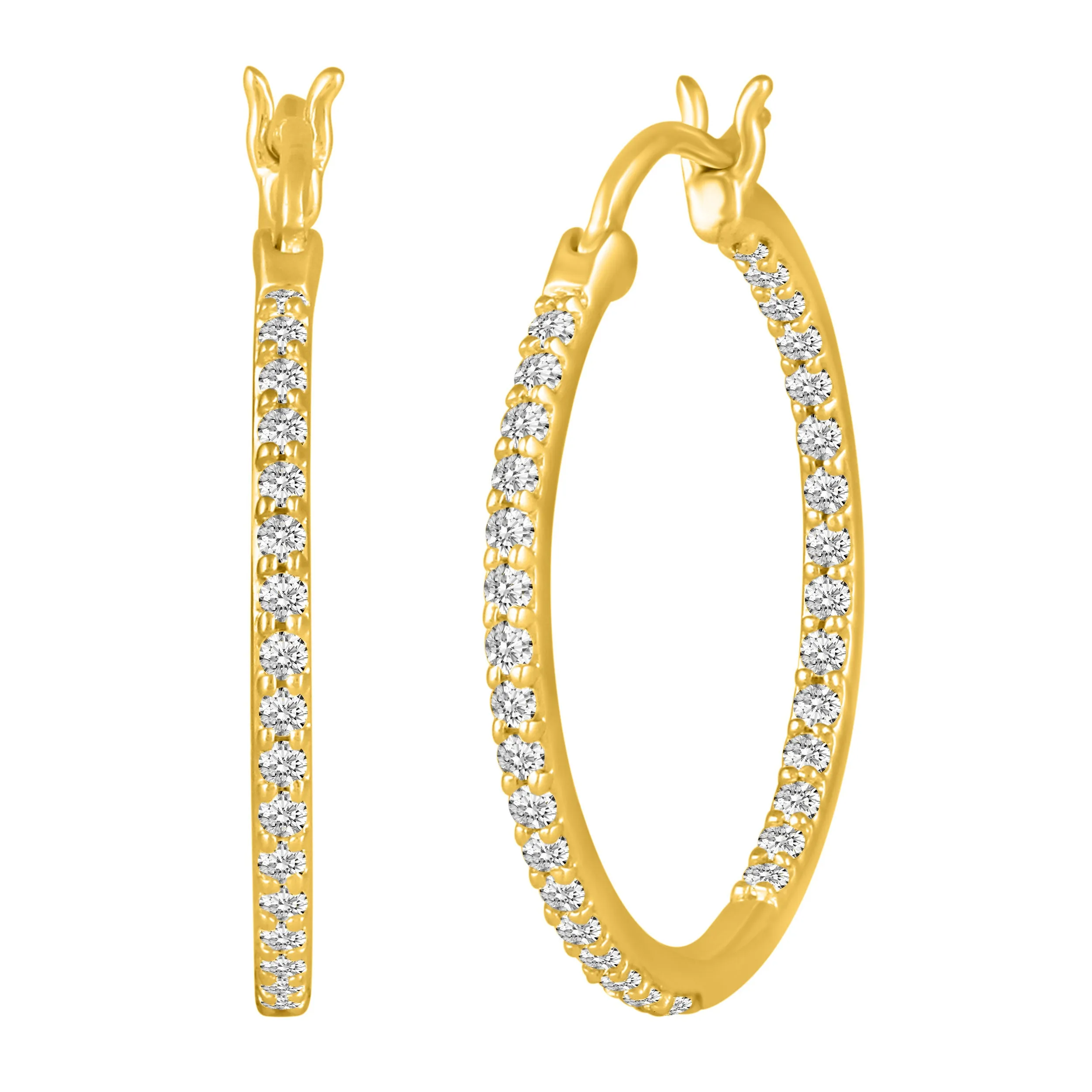 1/2 - 1 1/2ct tw Diamond Hoop Earrings in Sterling Silver