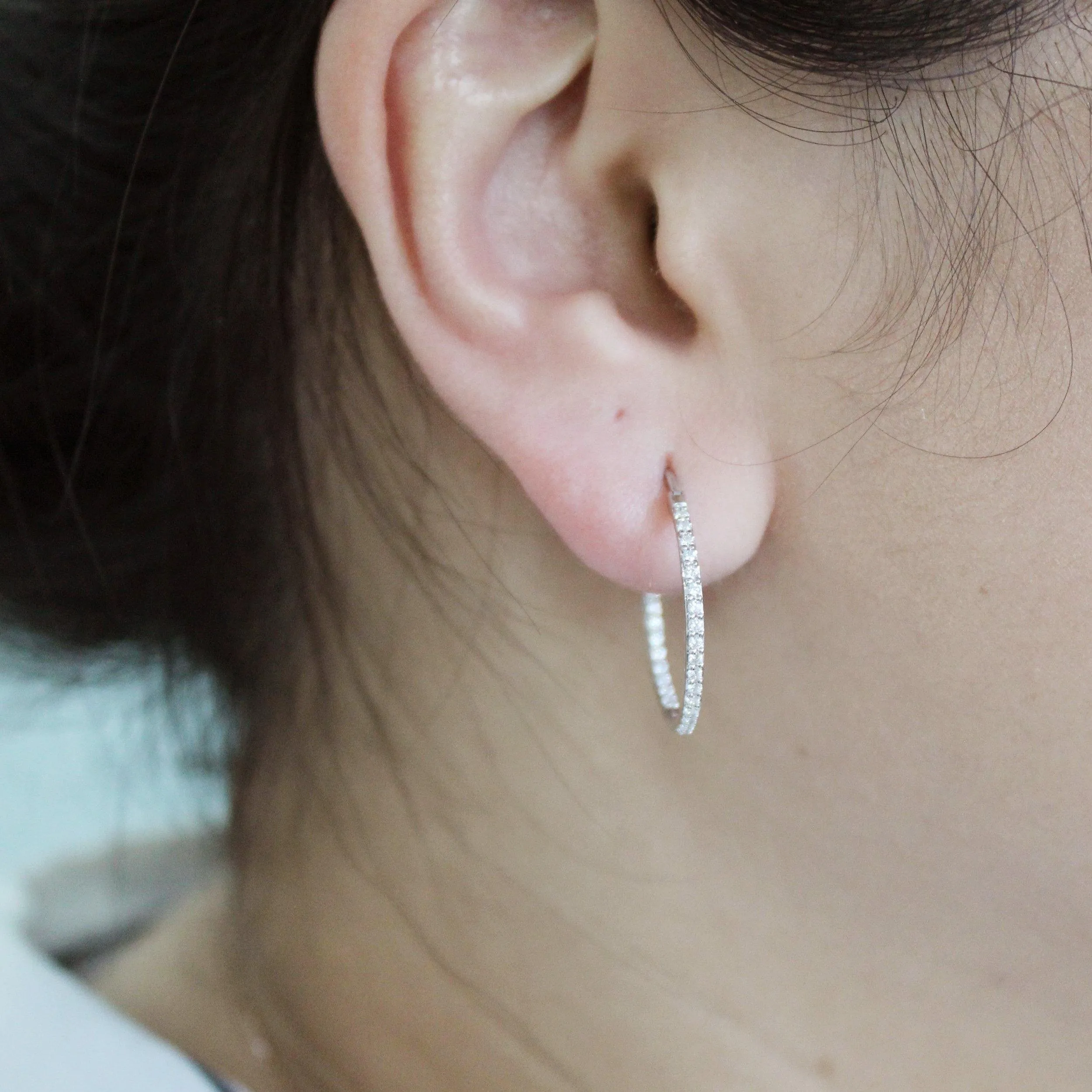 1/2 - 1 1/2ct tw Diamond Hoop Earrings in Sterling Silver