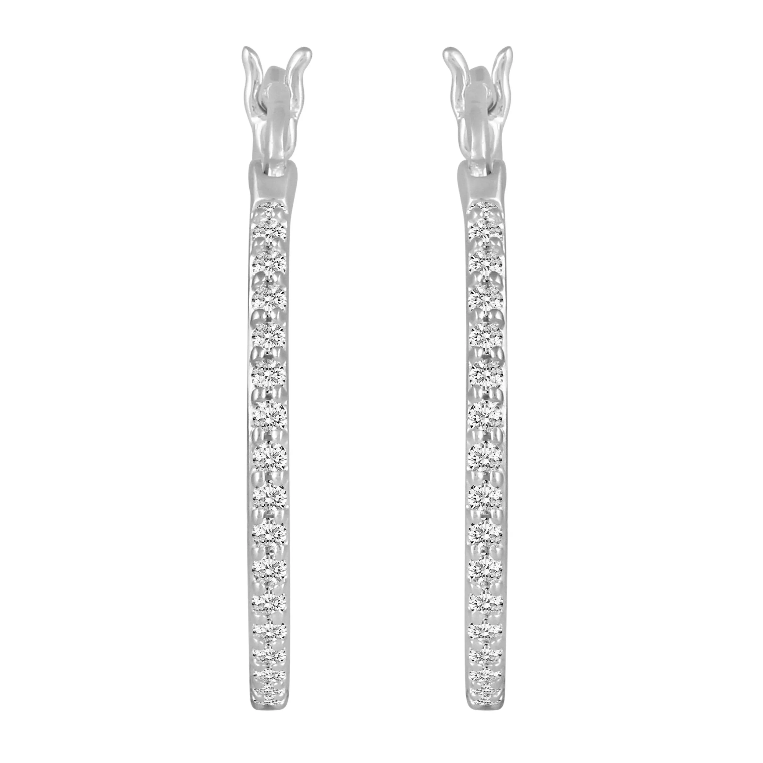 1/2 - 1 1/2ct tw Diamond Hoop Earrings in Sterling Silver