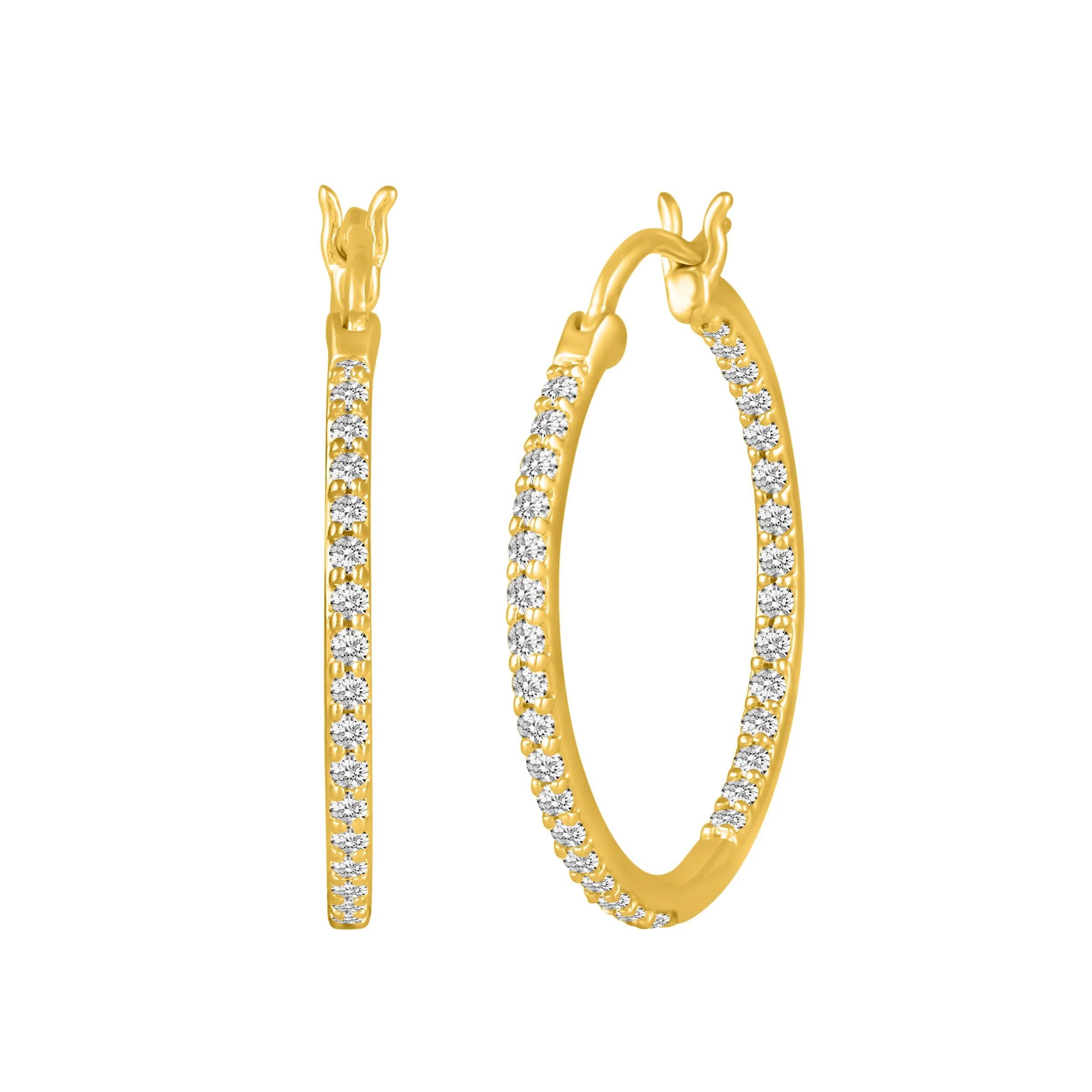 1/2 - 1 1/2ct tw Diamond Hoop Earrings in Sterling Silver