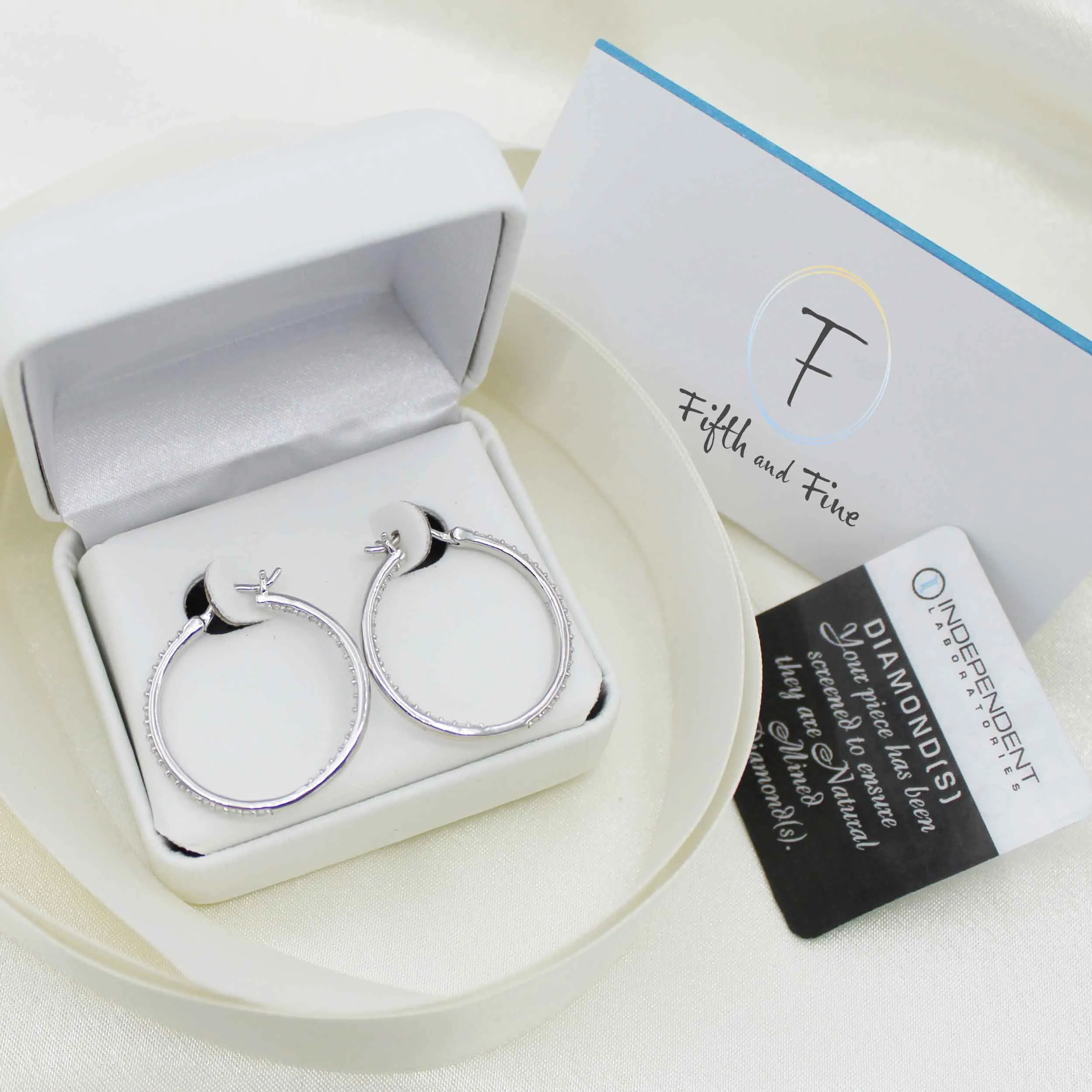 1/2 - 1 1/2ct tw Diamond Hoop Earrings in Sterling Silver