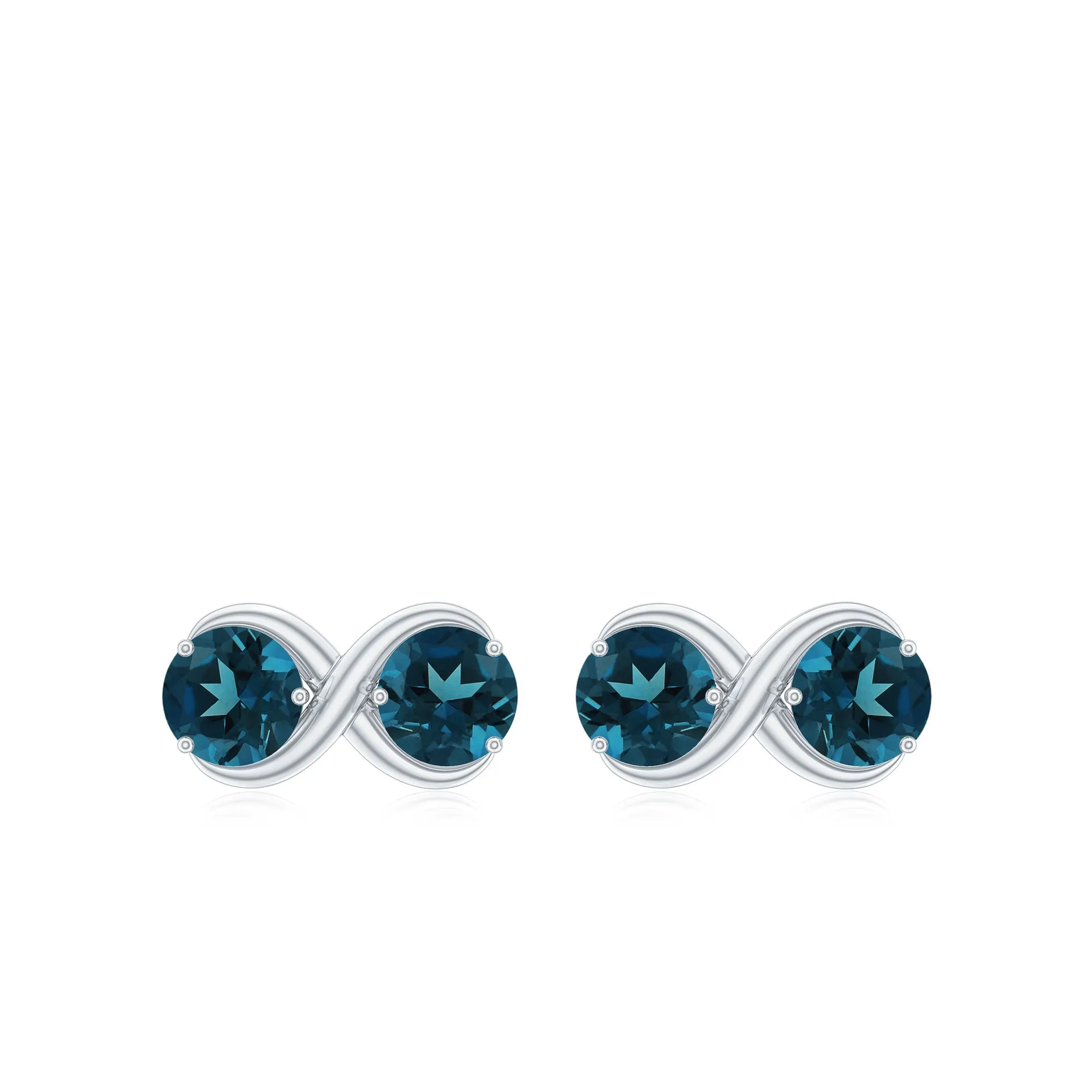 1.25 CT Simple London Blue Topaz Two Stone Infinity Stud Earrings