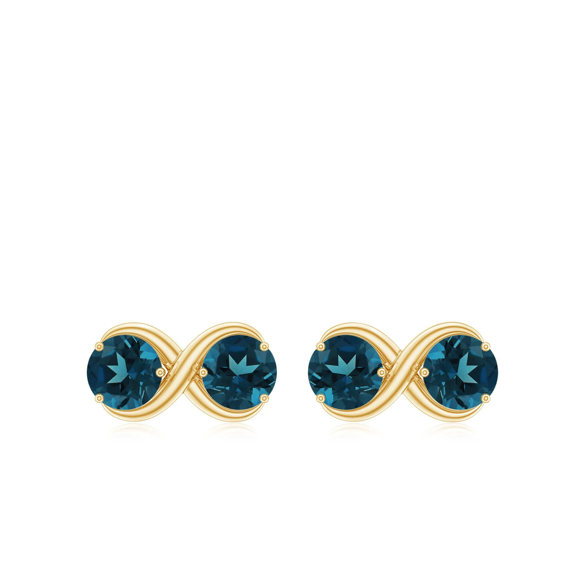 1.25 CT Simple London Blue Topaz Two Stone Infinity Stud Earrings