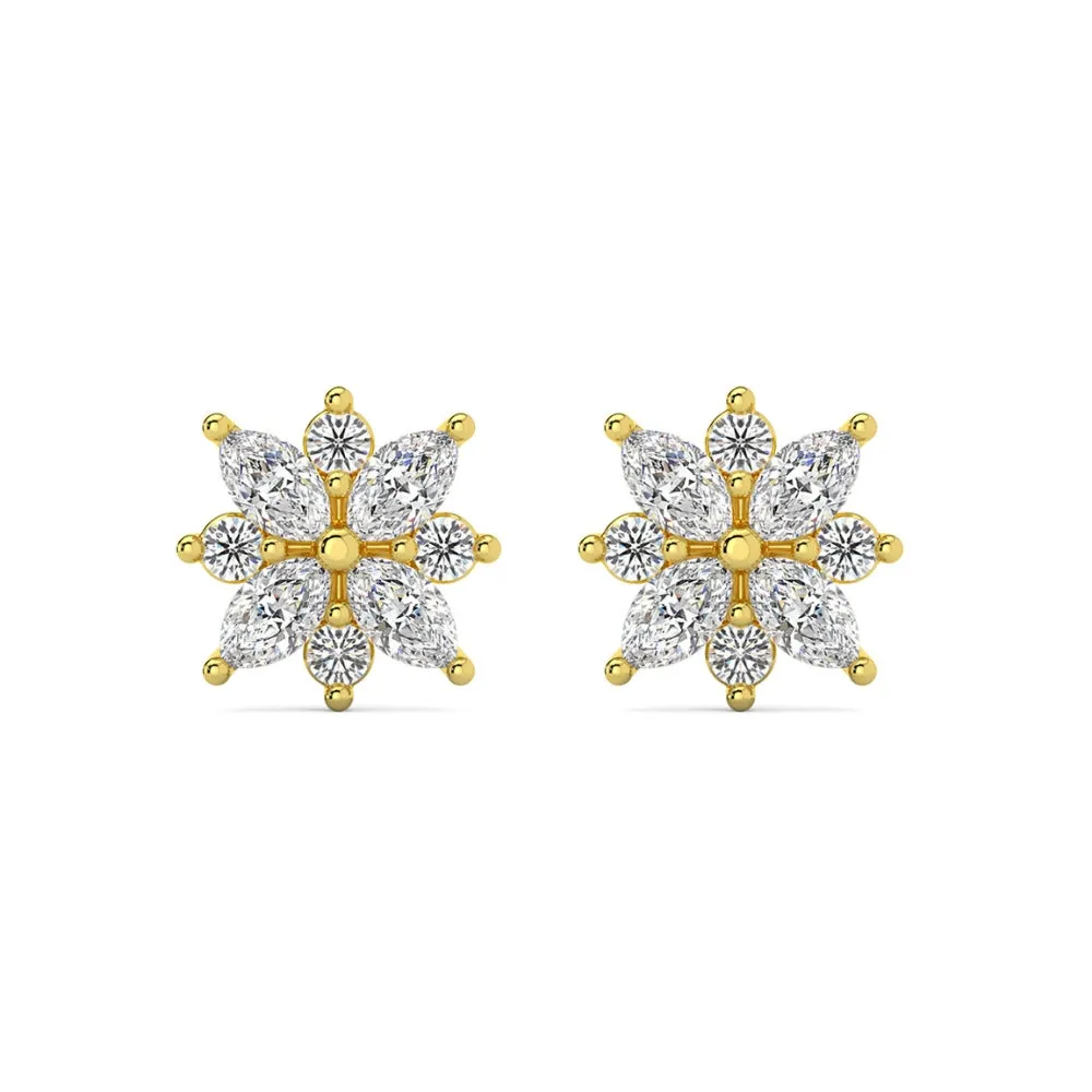 1/2Ct Marquise Star Diamond Earrings 14k Gold Earrings Lab Grown