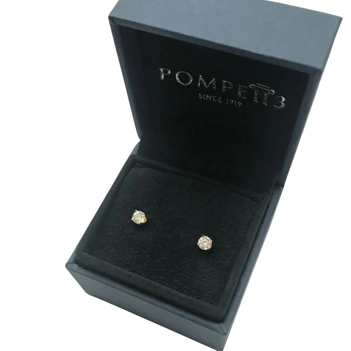 1/2ct Natural (Real) Round Cut Diamond Stud Earring set in 14k Yellow Gold