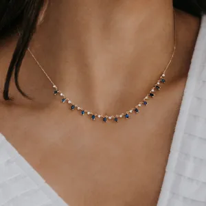 13 Drops By The Yard 1.50CT Diamond & Sapphire Necklace