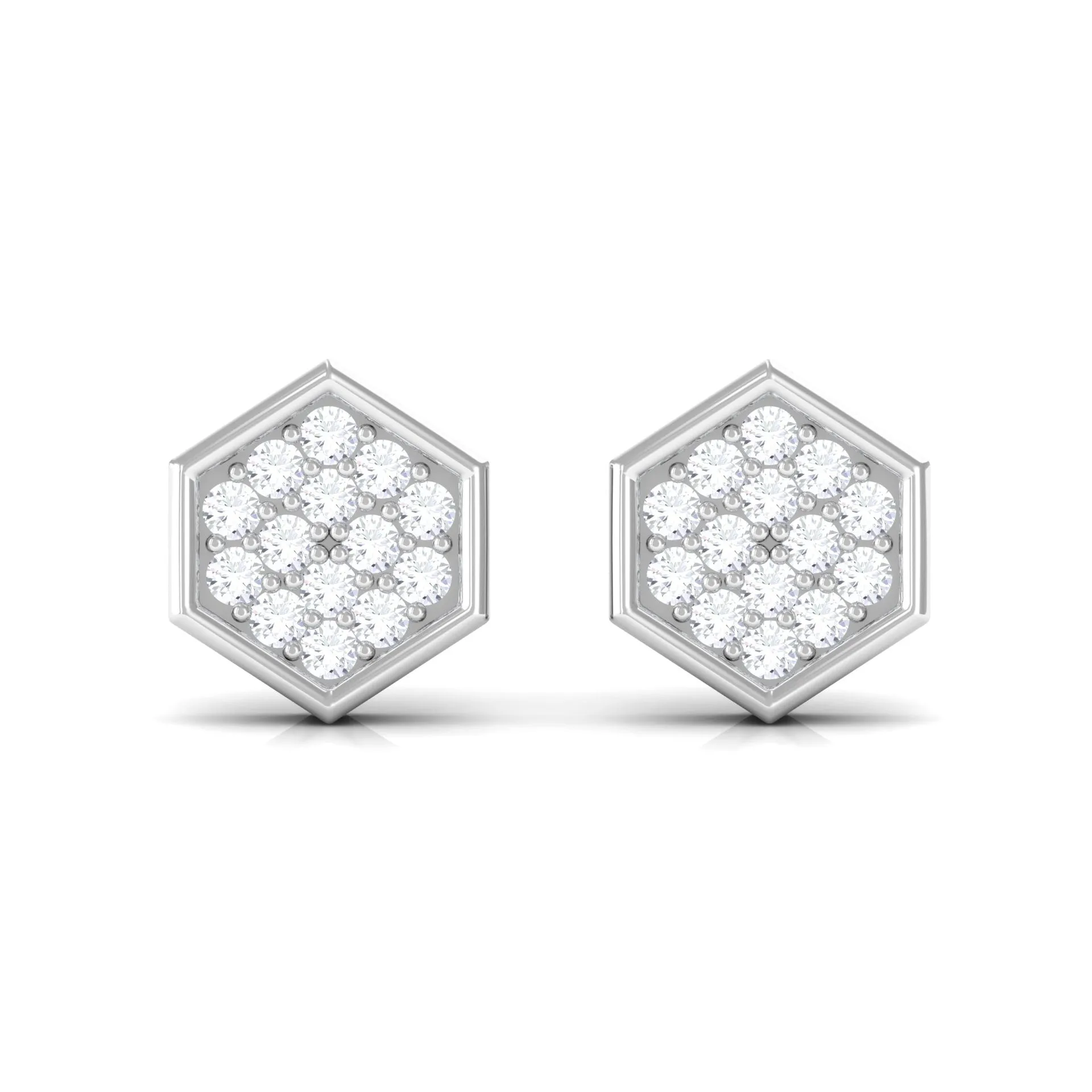 1/4 CT Simple Diamond Gold Hexagon Stud Earrings