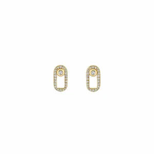 14 Karat Yellow Gold Oval Diamond Stud Earrings