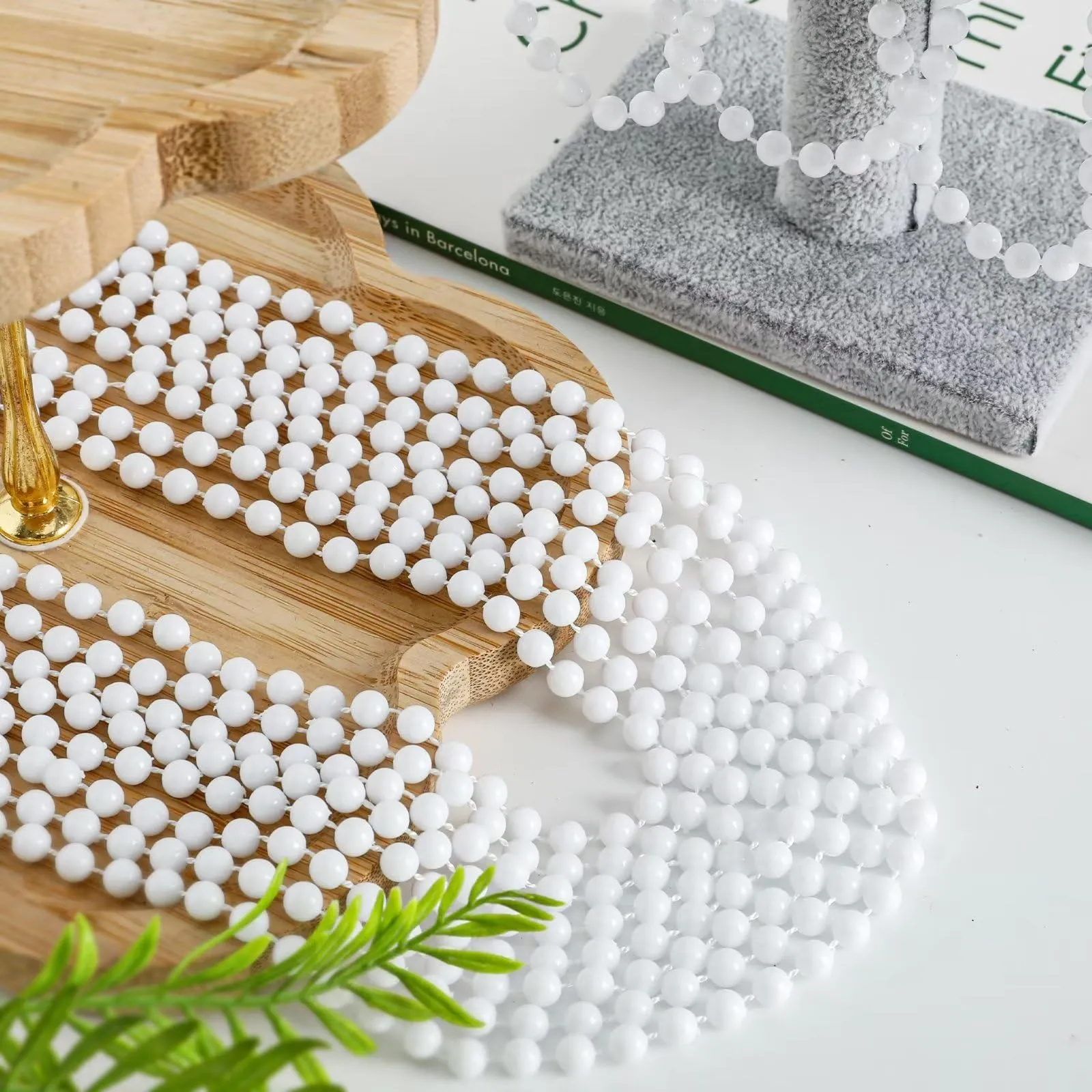 144PCS Bead Necklace, White Beaded Necklace Party Favors Bulk, 33" Mardi Gras Beads Necklaces Accessories, Festival Parade Throw Accessories for Baby Shower Wedding Birthday Celebrations Decorations