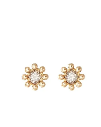14k Diamond Mini Daisy Earrings