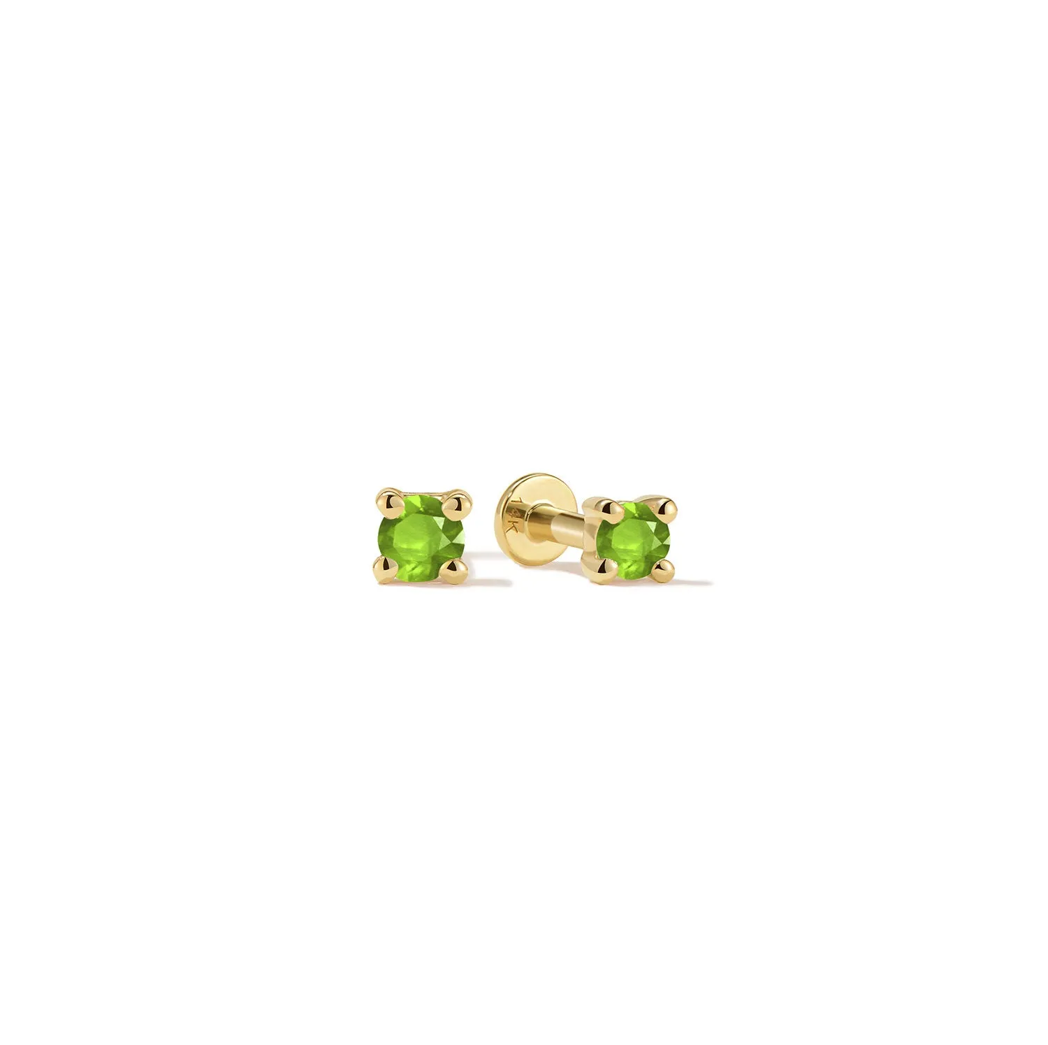 14k Flat Back Birthstone Studs