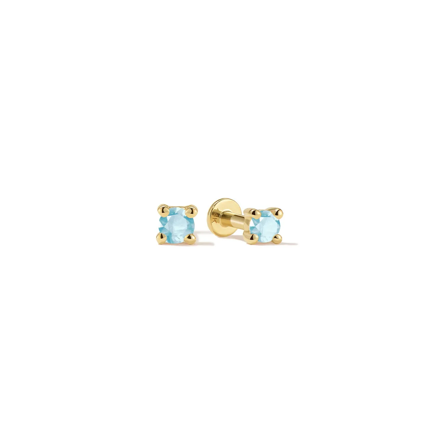 14k Flat Back Birthstone Studs