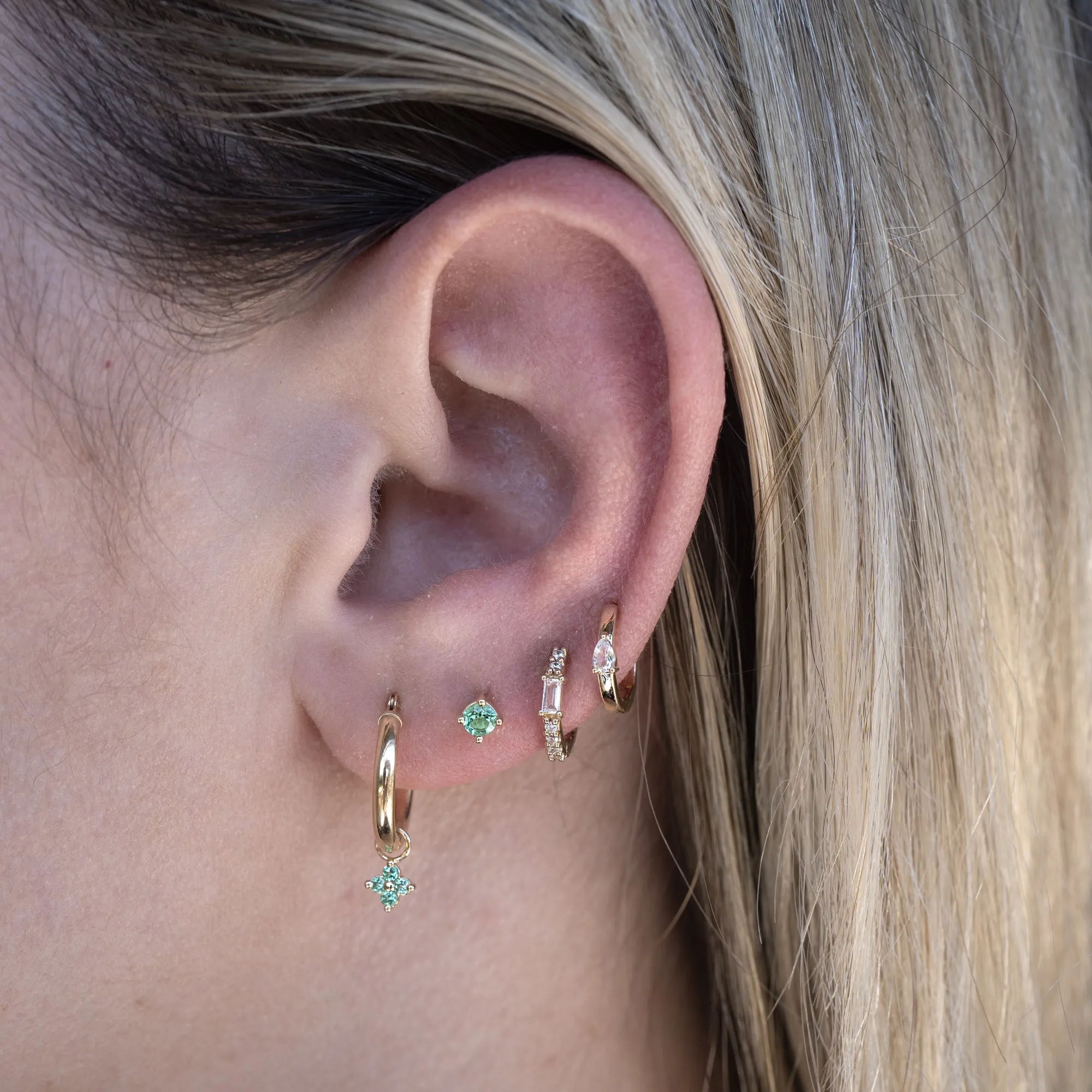 14k Flat Back Birthstone Studs