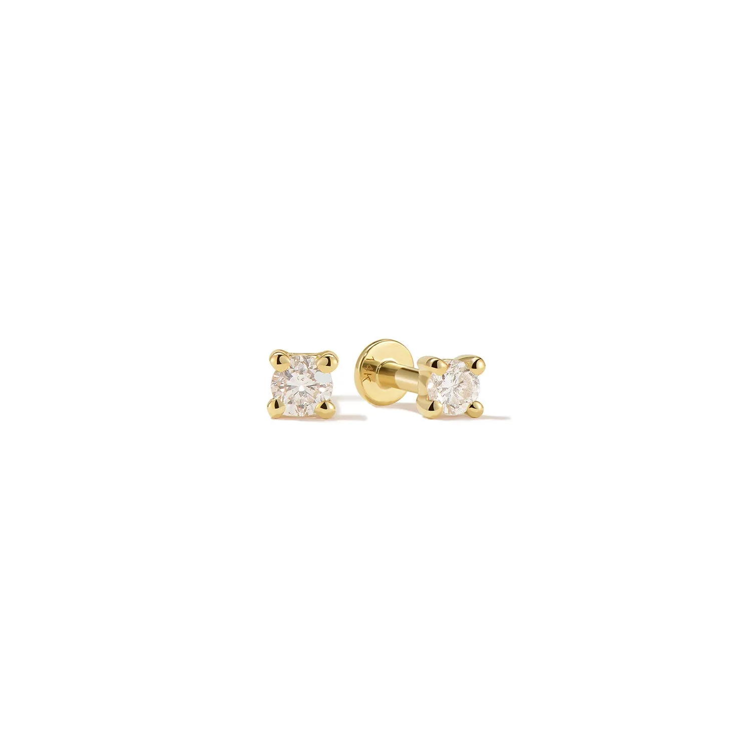 14k Flat Back Birthstone Studs