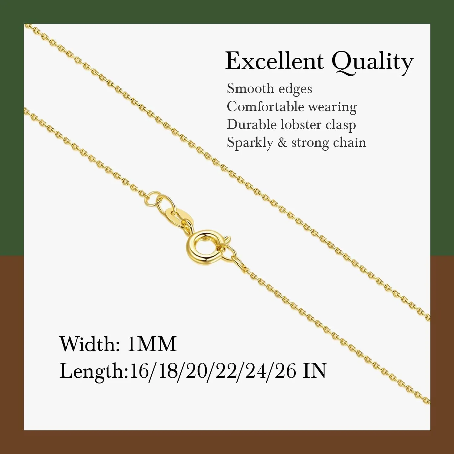 14K Gold Chain for Women Mens Trendy 14K Gold Necklaces for Women Necklace Chains Necklace Womens Cable Chains Necklaces for Mens16-26IN