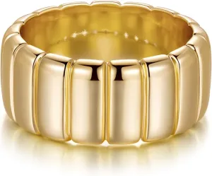 14K Gold Chunky Rings for Women and Men Non-Tarnish Wide Valuable Gold Ring Symbol of Status Available in Sizes 5-9