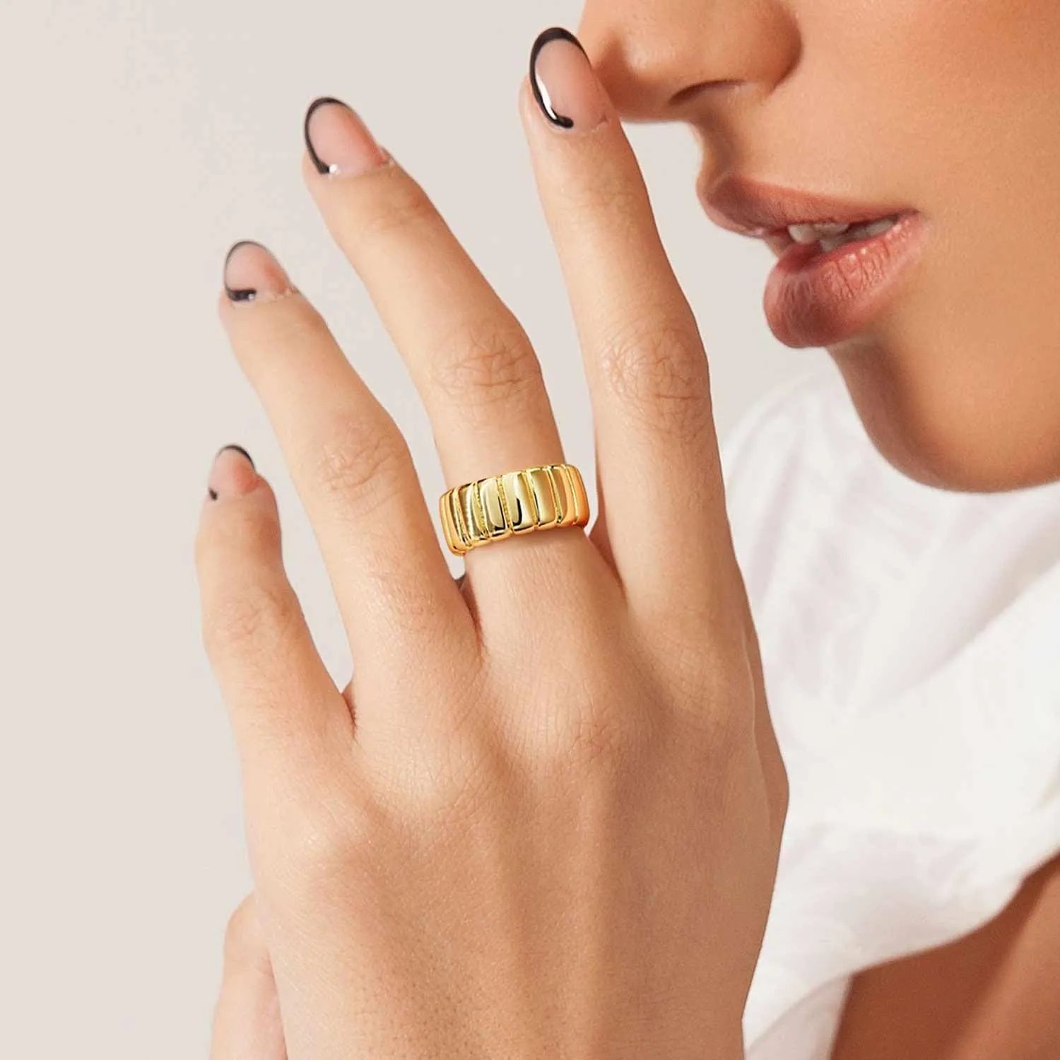 14K Gold Chunky Rings for Women and Men Non-Tarnish Wide Valuable Gold Ring Symbol of Status Available in Sizes 5-9