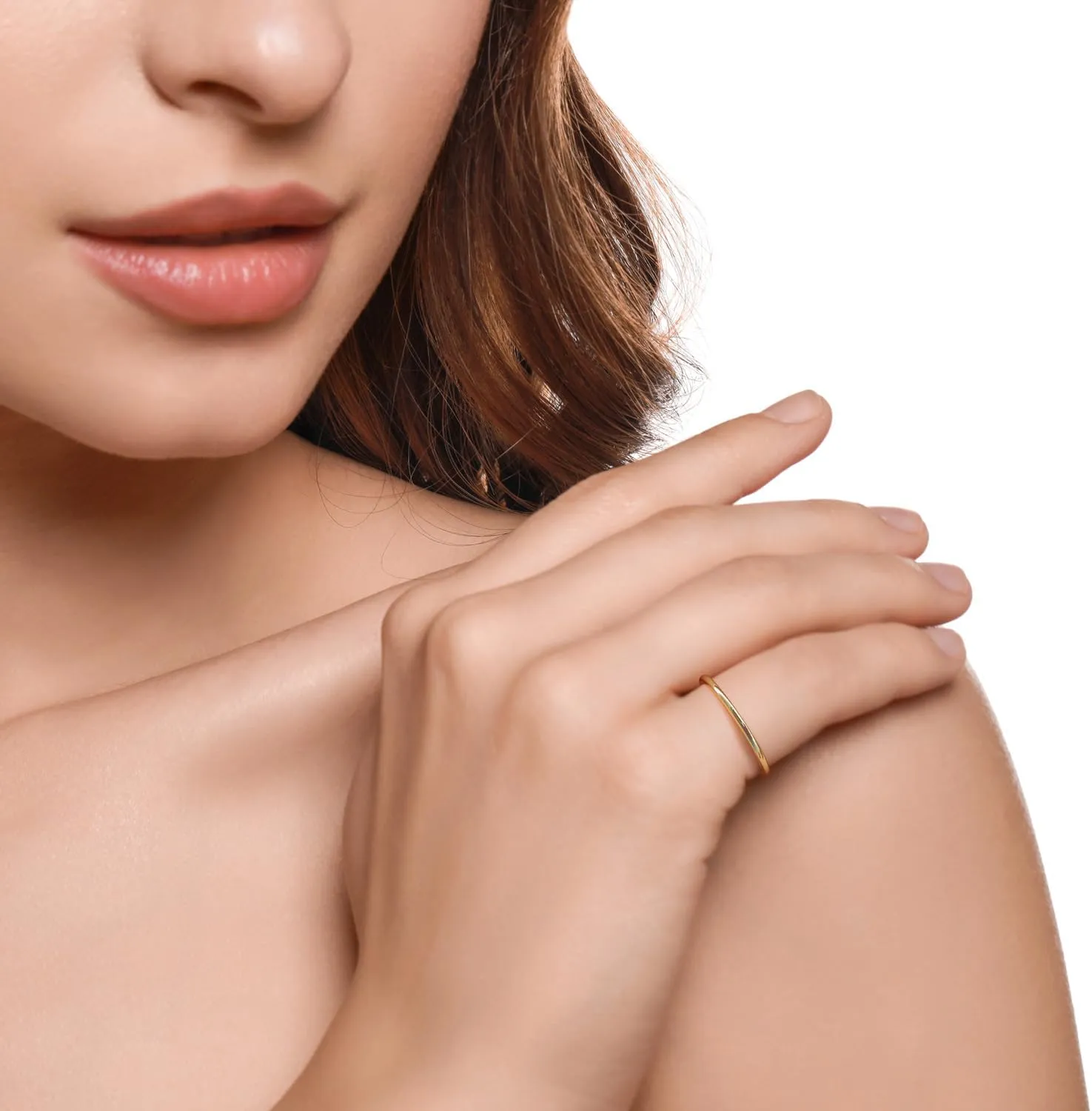 14K Gold Dainty Rings for Women Simply-Designed Plain And Fashionable Gold Rings 5-9