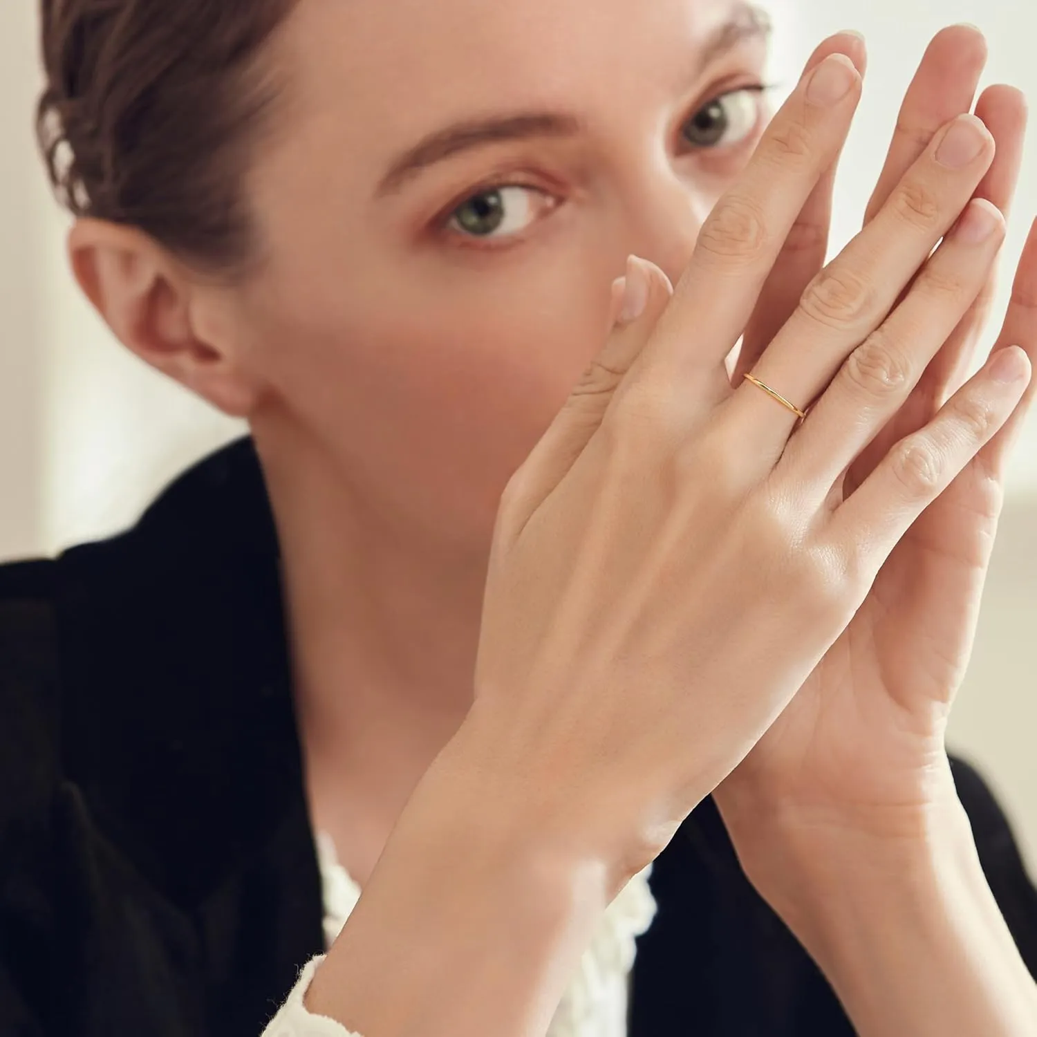 14K Gold Dainty Rings for Women Simply-Designed Plain And Fashionable Gold Rings 5-9
