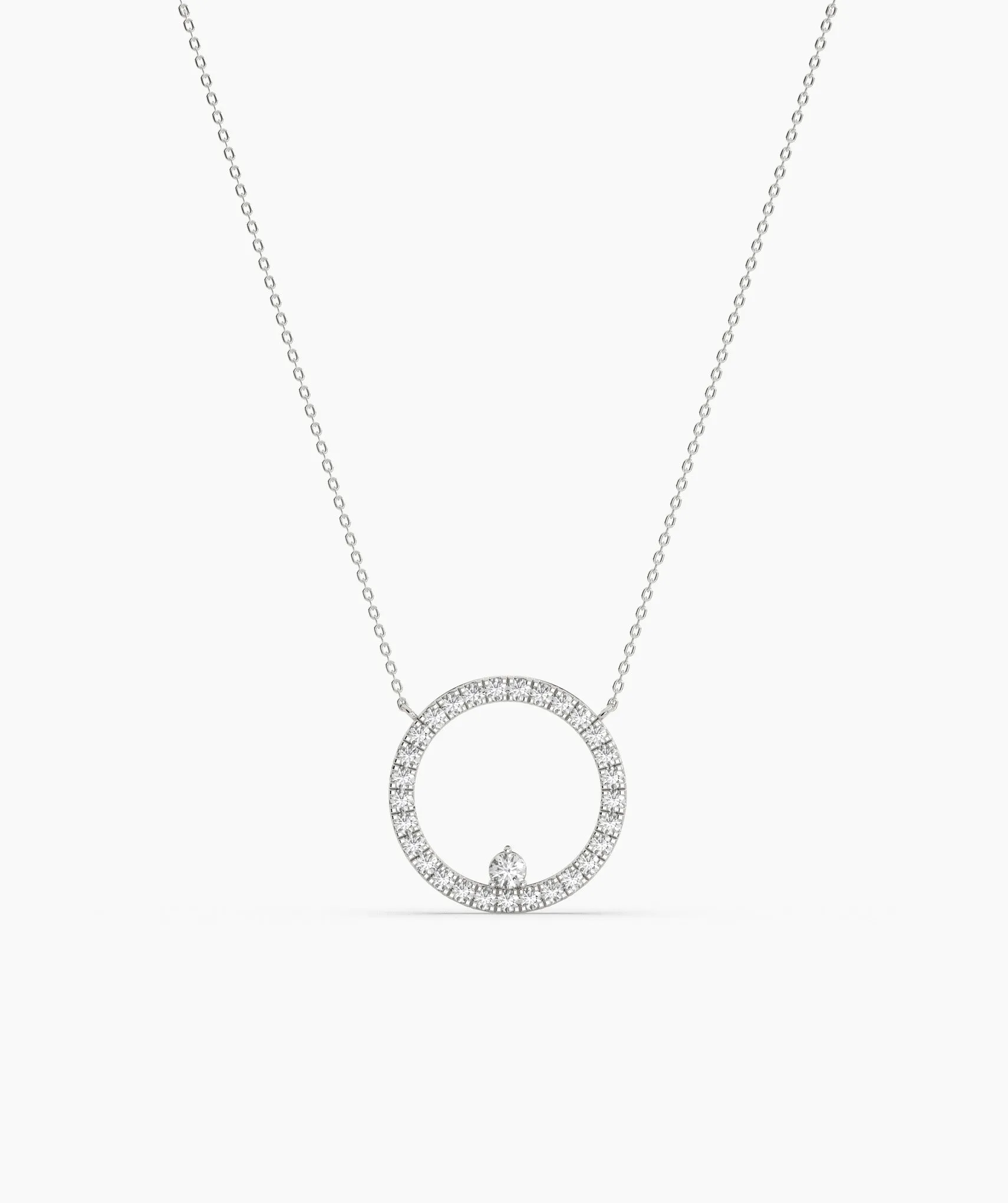 14K Gold Diamond Circle Necklace