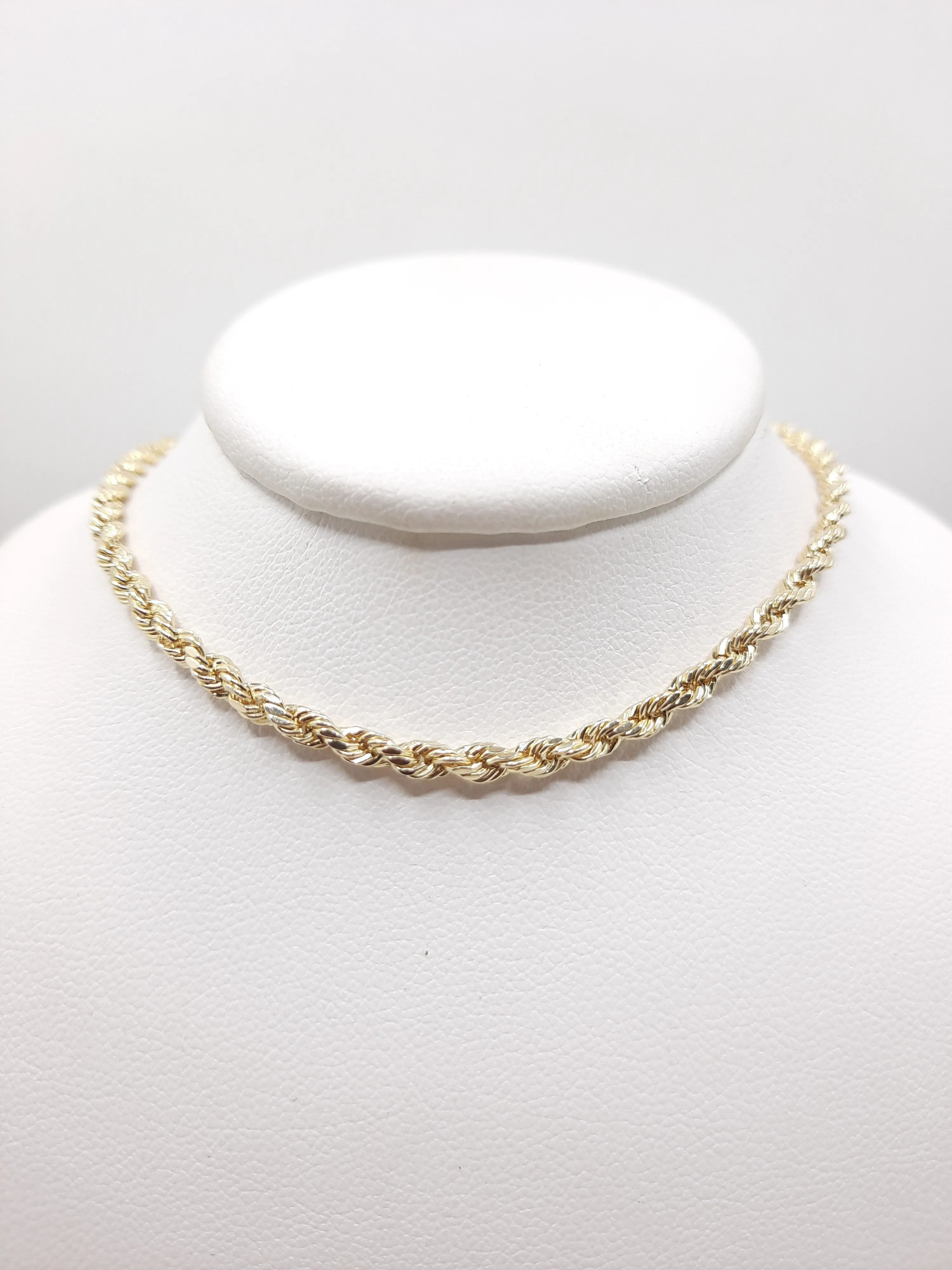 14k Gold Heavy Rope Chain Necklace - 3MM Thickness, All Lengths Available