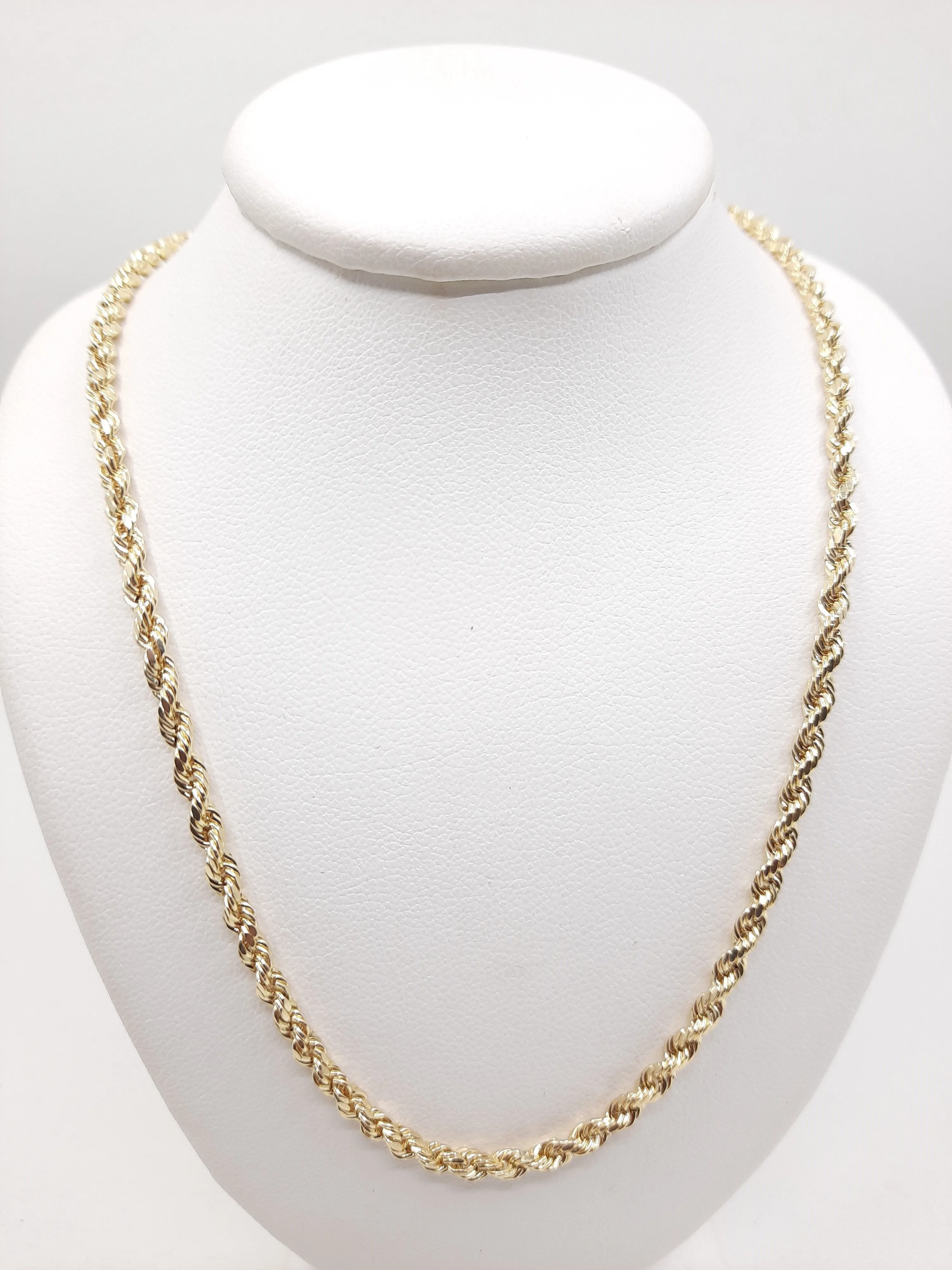 14k Gold Heavy Rope Chain Necklace - 3MM Thickness, All Lengths Available
