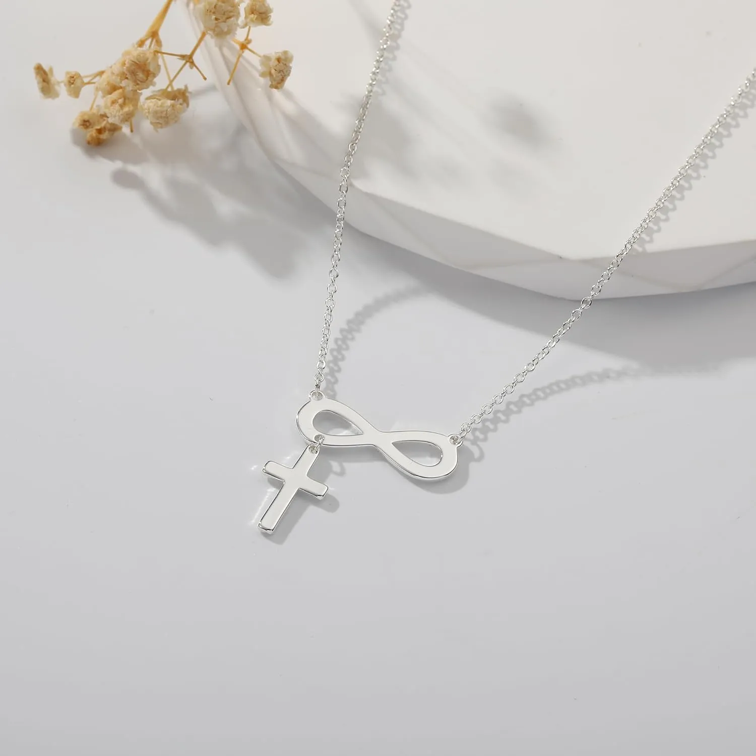14K Gold Layered Cross Necklaces for Women,Tiny Small Sideways Cross Necklace Minimalist Christian Jewelry Gifts for Women Girls,2Pcs