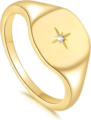 14K Gold Non Tarnish Rings for Women Dainty Smooth Comfort Unisex Style Universal Appeal Gold Signet Rings Women 5,6,7,8,9