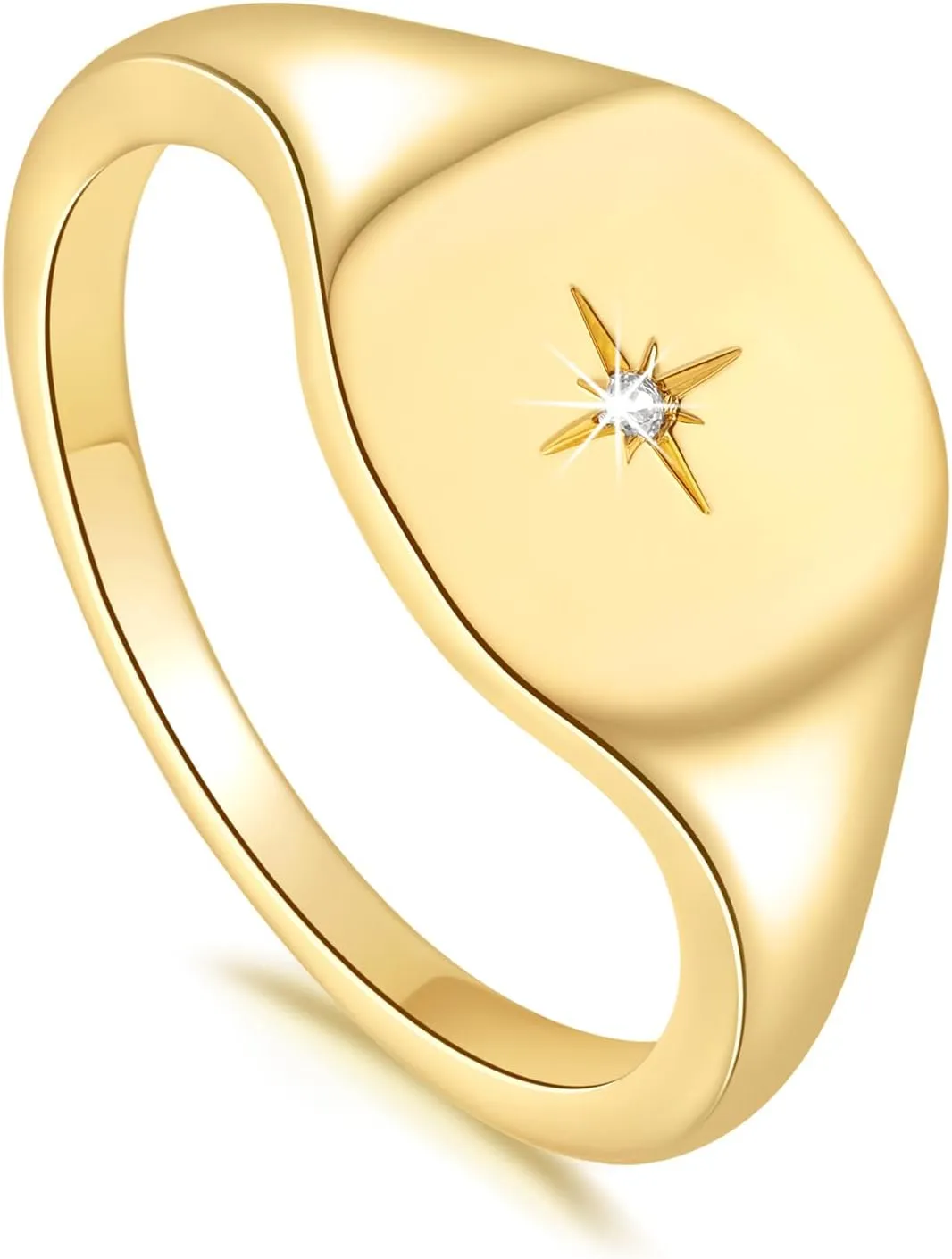 14K Gold Non Tarnish Rings for Women Dainty Smooth Comfort Unisex Style Universal Appeal Gold Signet Rings Women 5,6,7,8,9