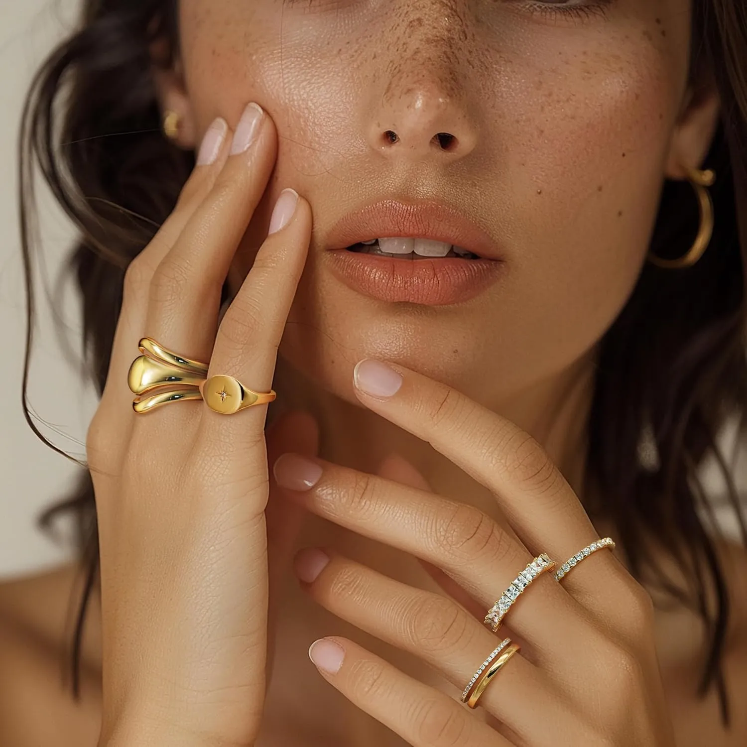 14K Gold Non Tarnish Rings for Women Dainty Smooth Comfort Unisex Style Universal Appeal Gold Signet Rings Women 5,6,7,8,9